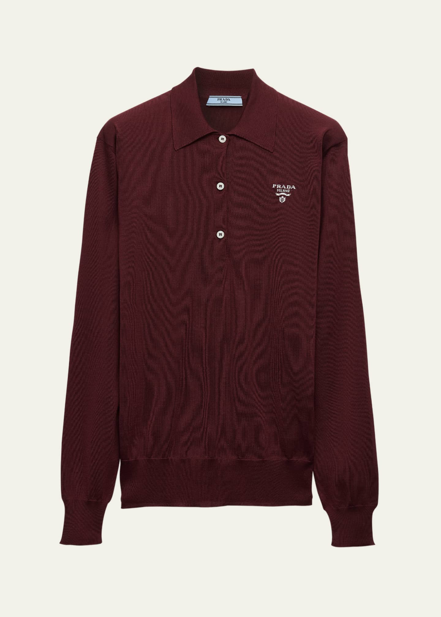 Prada Long Sleeve Silk Polo Shirt Image 1 of 3