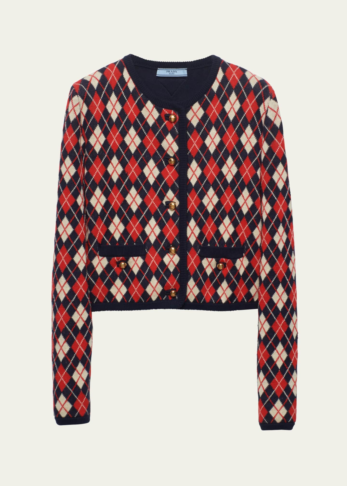 定率割引 往復 Jacquard Cotton Prada Argyle Goodman Bergdorf - Sweater Knit トップス