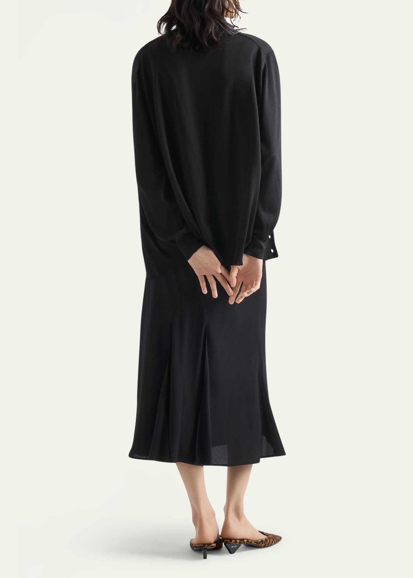 Prada Intarsia Logo Silk Knit Cardigan - Bergdorf Goodman