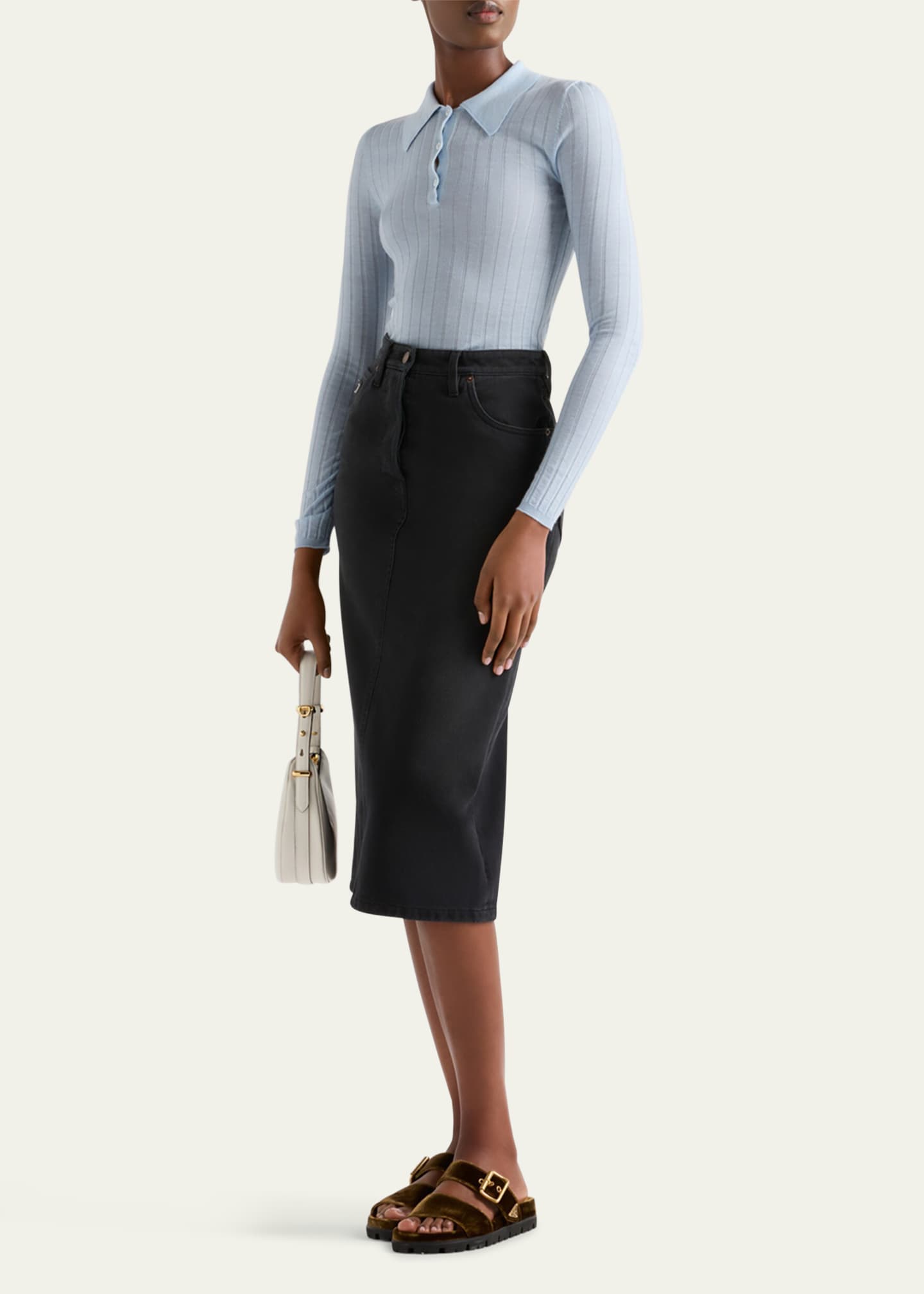 Prada Superfine Cashmere Silk Long-Sleeve Top Image 2 of 3