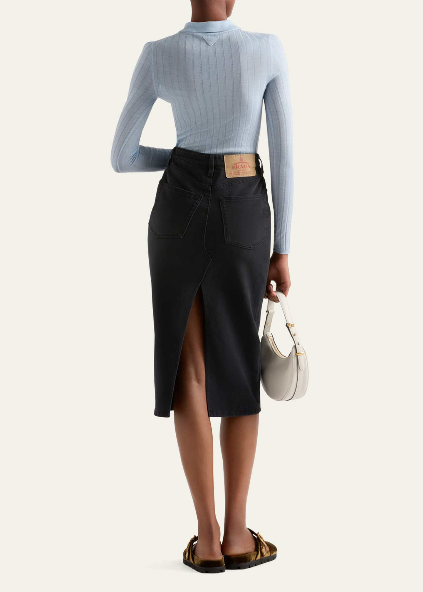 Prada Superfine Cashmere Silk Long-Sleeve Top Image 3 of 3