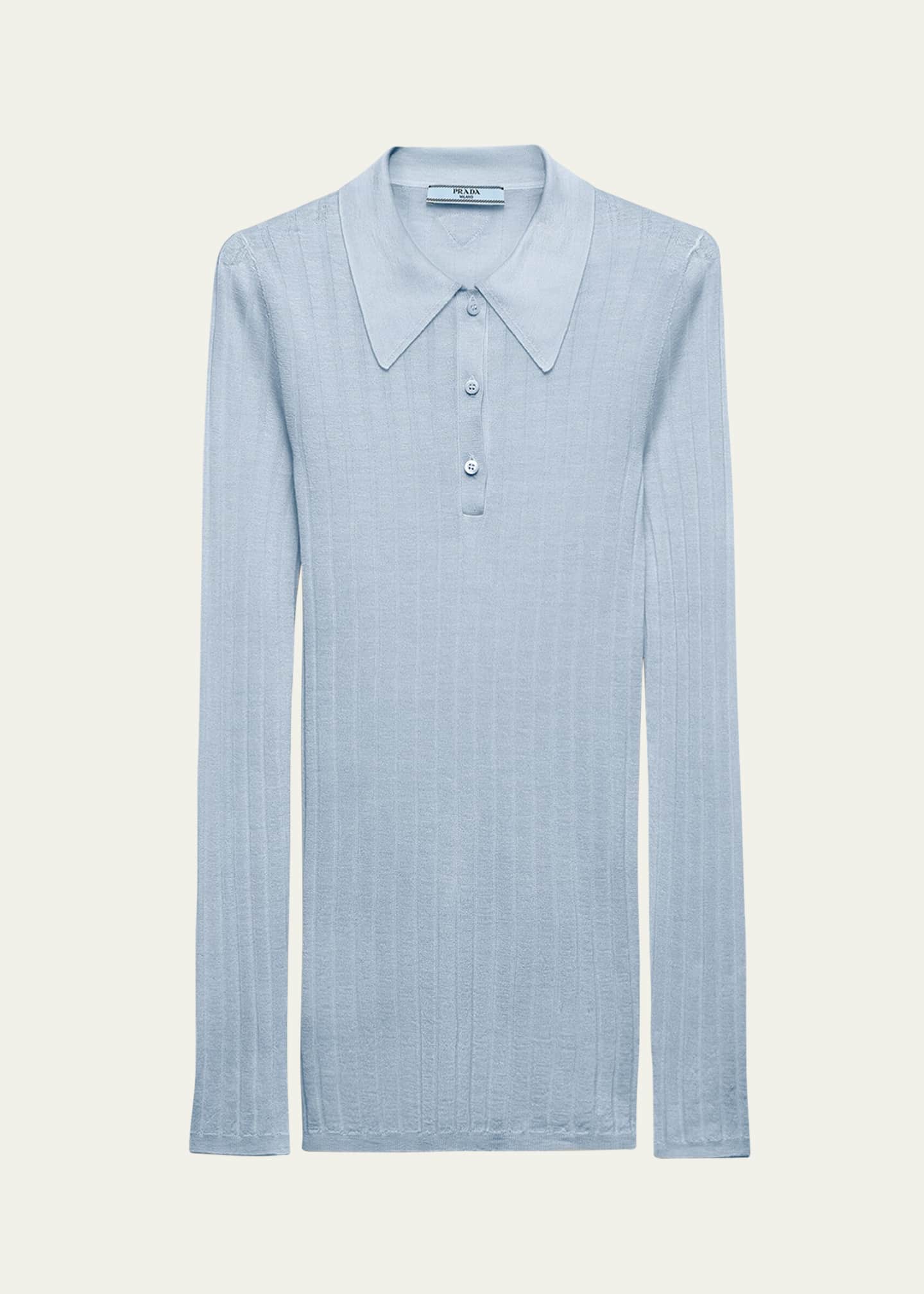Prada Superfine Cashmere Silk Long-Sleeve Top Image 1 of 3