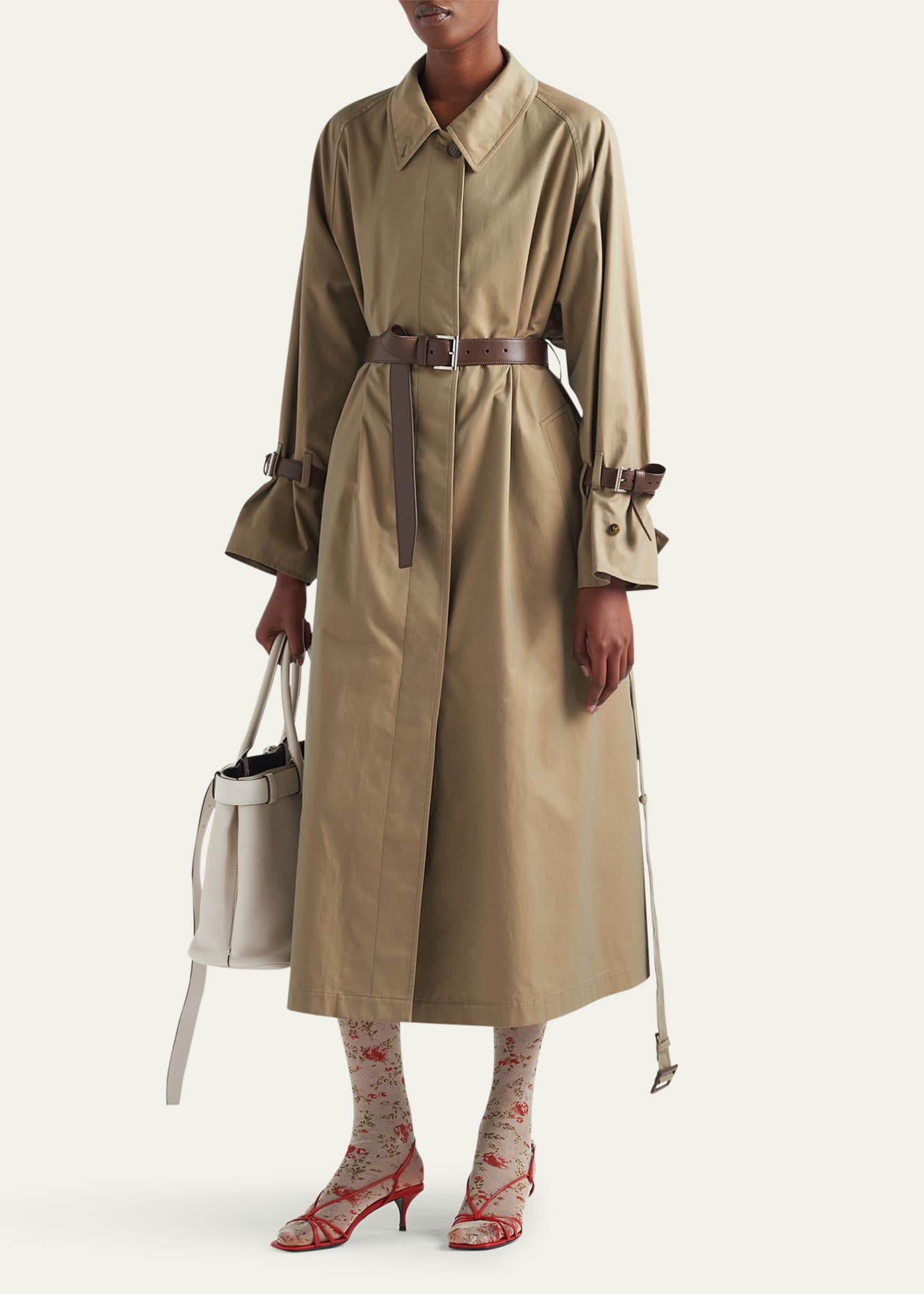 Prada Single-Breasted Cotton Twill Trench Coat Image 2 of 4