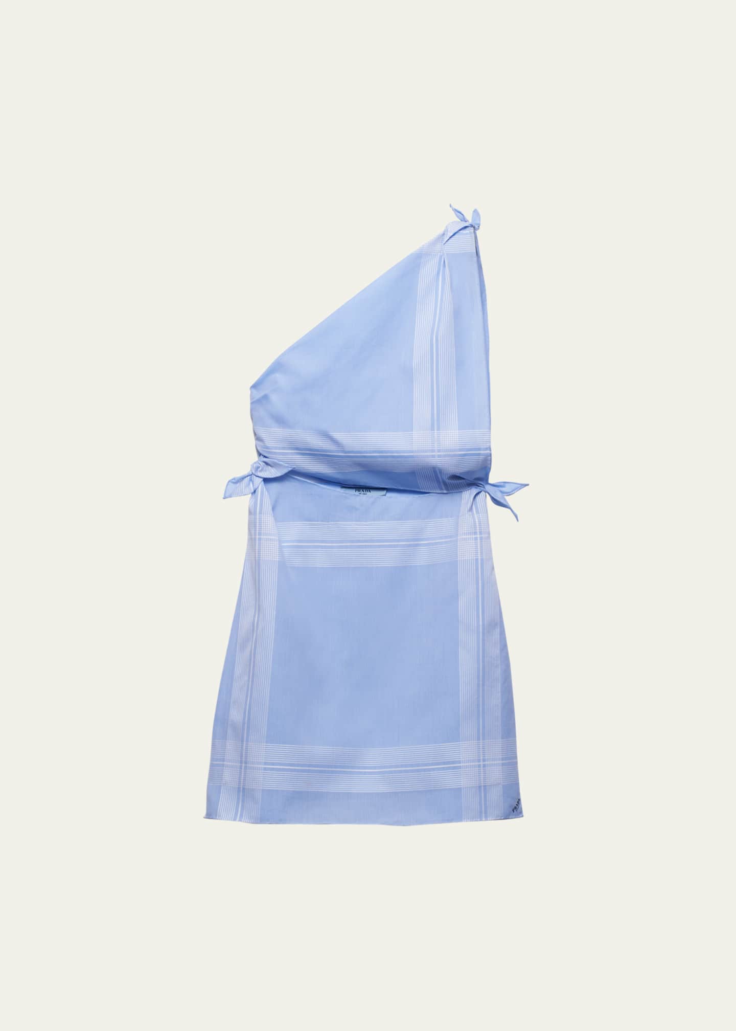 Prada Check One-Shoulder Cutout Mini Dress Image 1 of 4