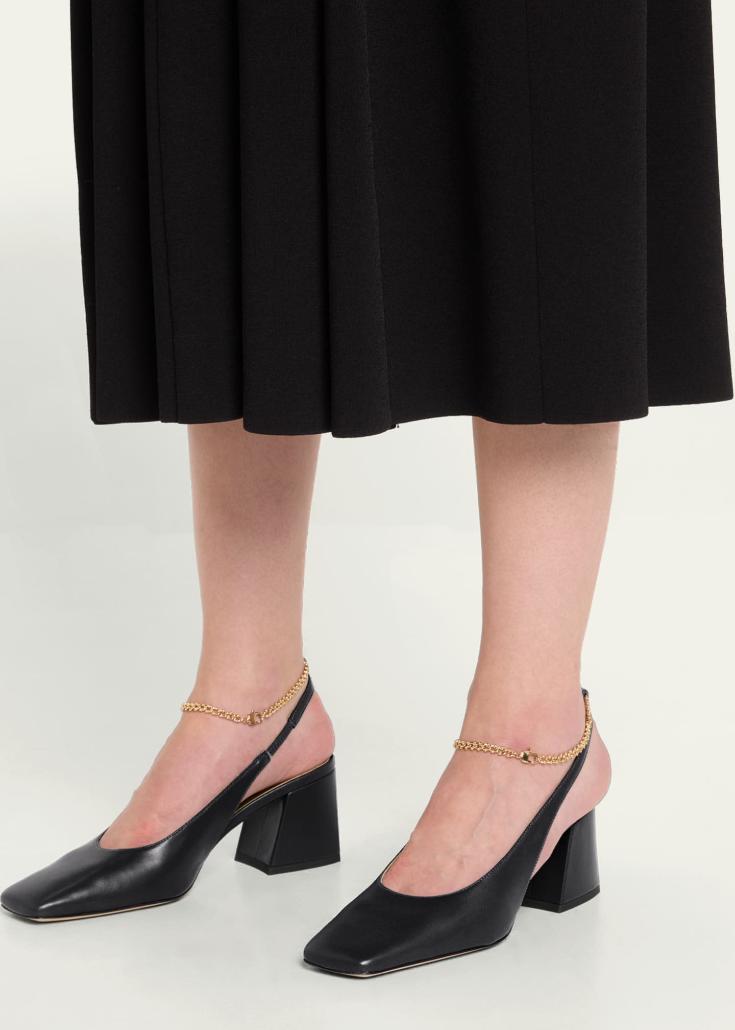 MARIA LUCA ハイヒールスリングバック ブラック FW24/25 Maria Luca Ilaria Leather Chain Slingback Pumps - Bergdorf