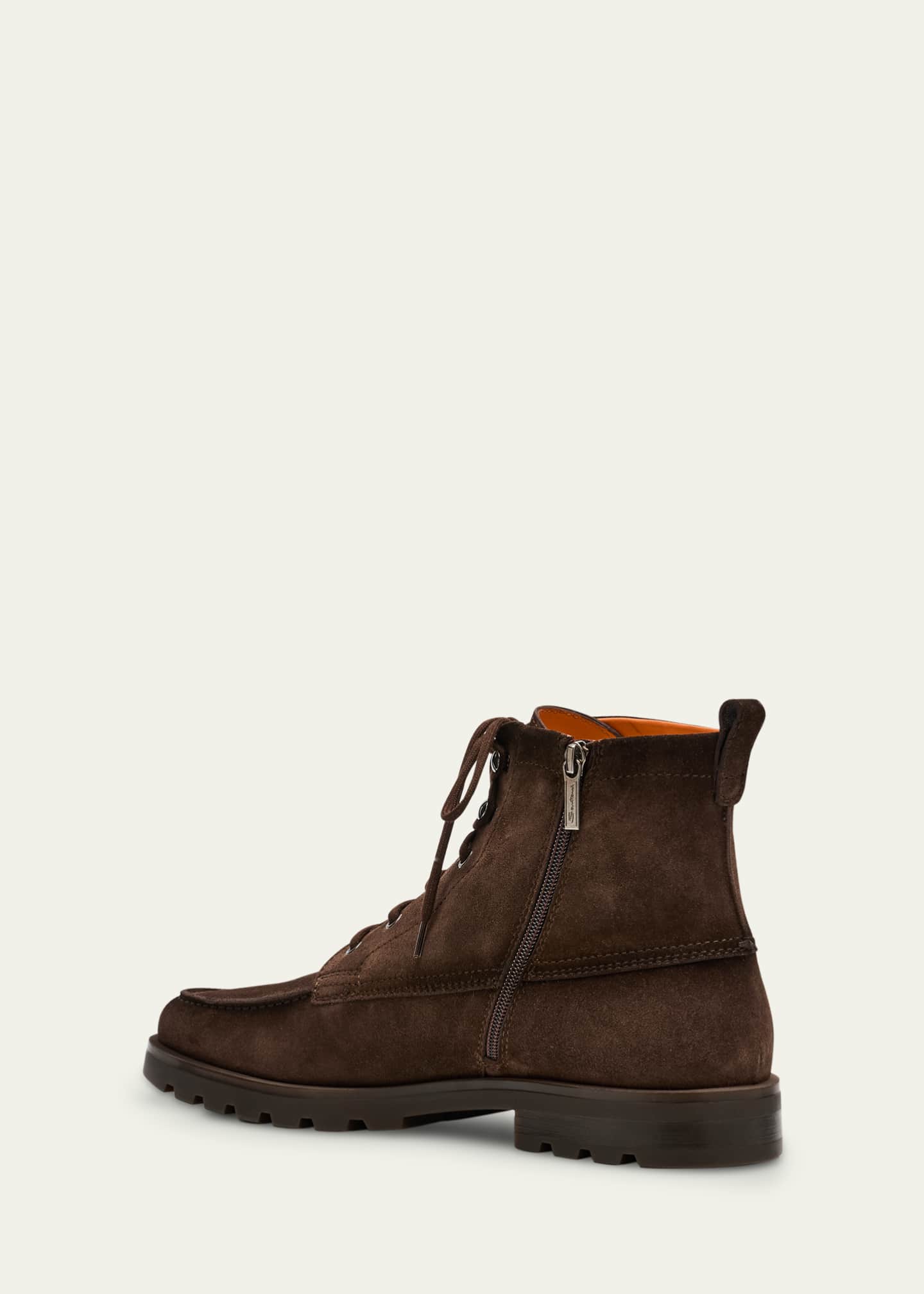 Santoni Men's Flair Suede Side-Zip Lace-Up Boots Image 4 of 6