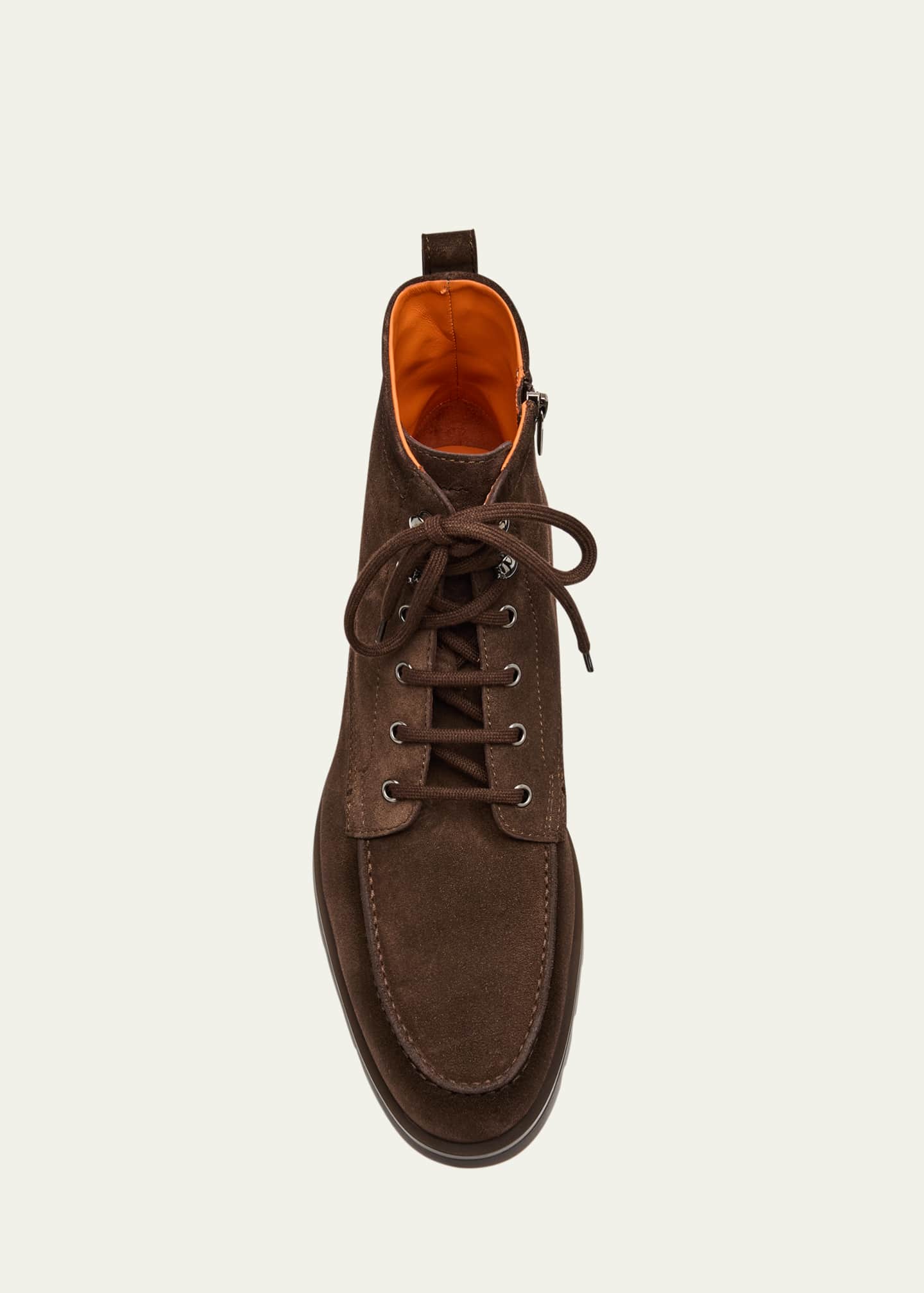 Santoni Men's Flair Suede Side-Zip Lace-Up Boots Image 6 of 6