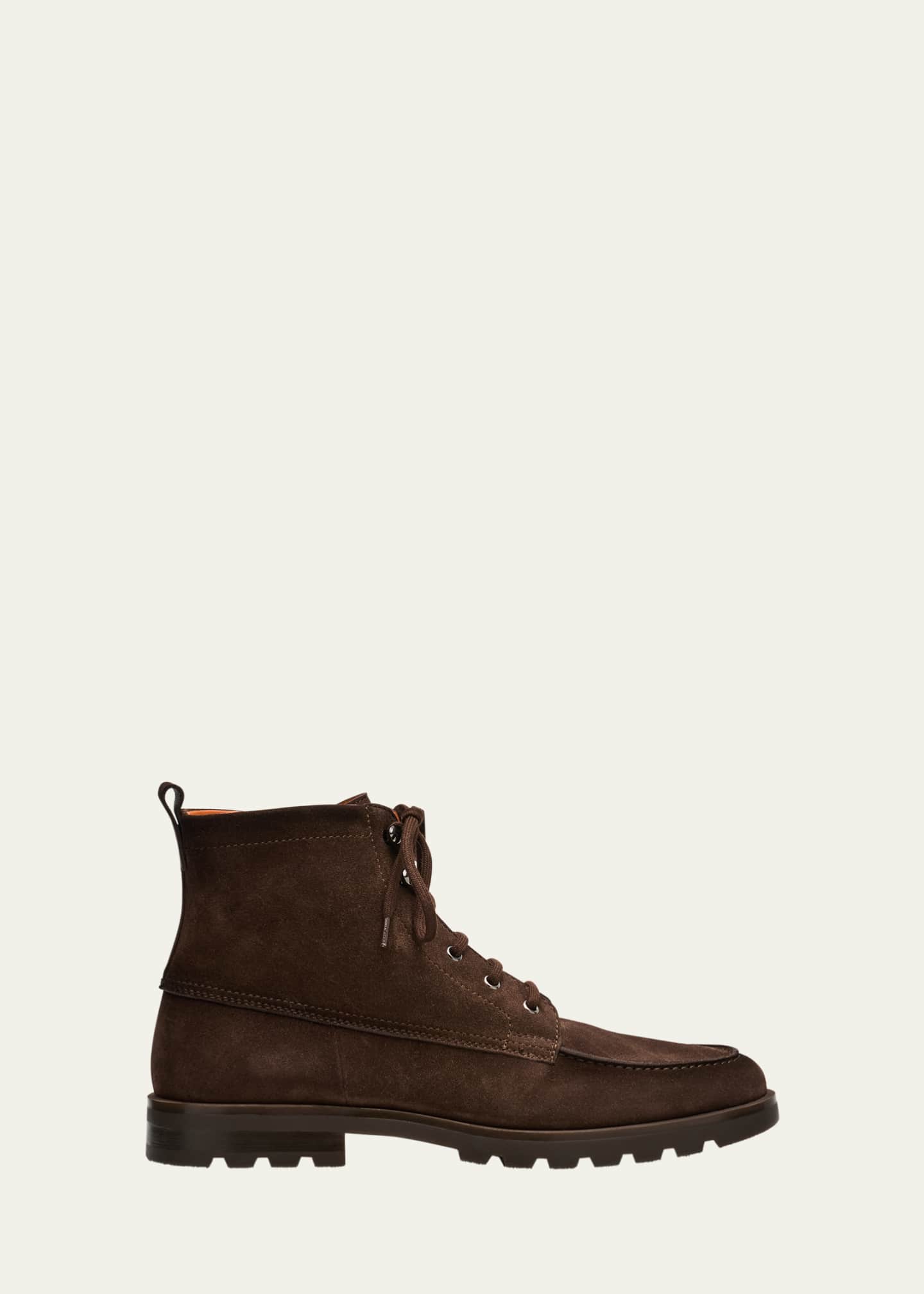Santoni Men's Flair Suede Side-Zip Lace-Up Boots Image 1 of 6