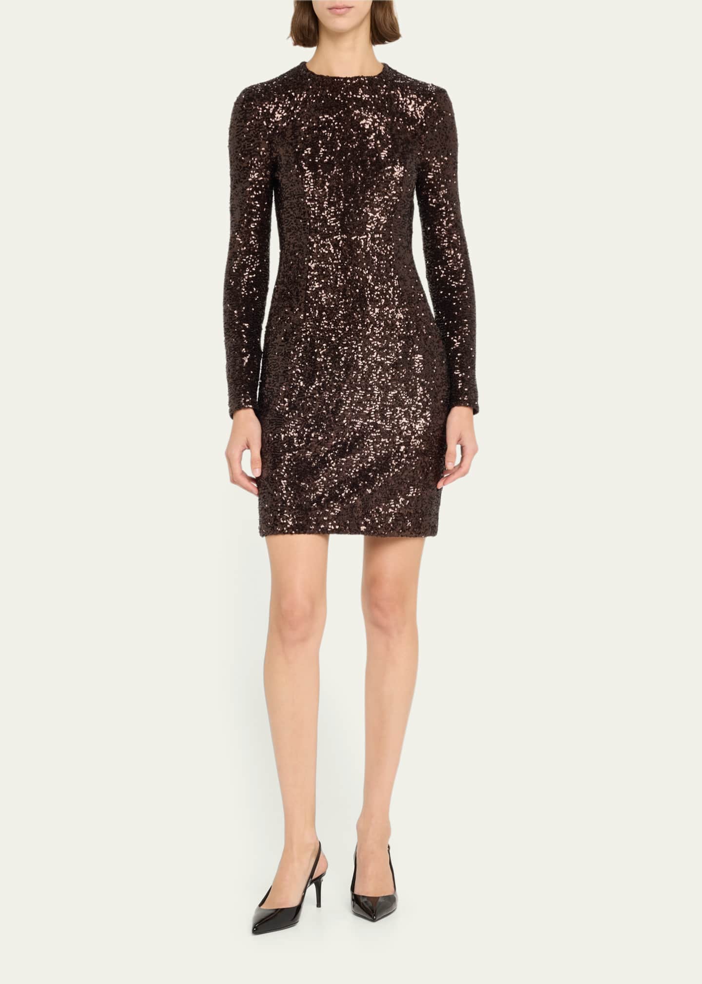 Michael Kors Collection Sequin Long Sleeve Mini Dress Image 2 of 5