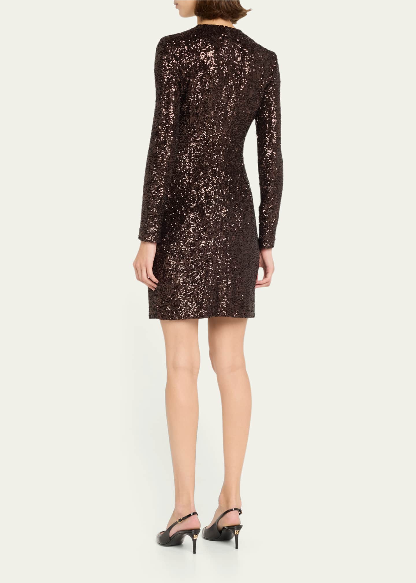 Michael Kors Collection Sequin Long Sleeve Mini Dress Image 3 of 5