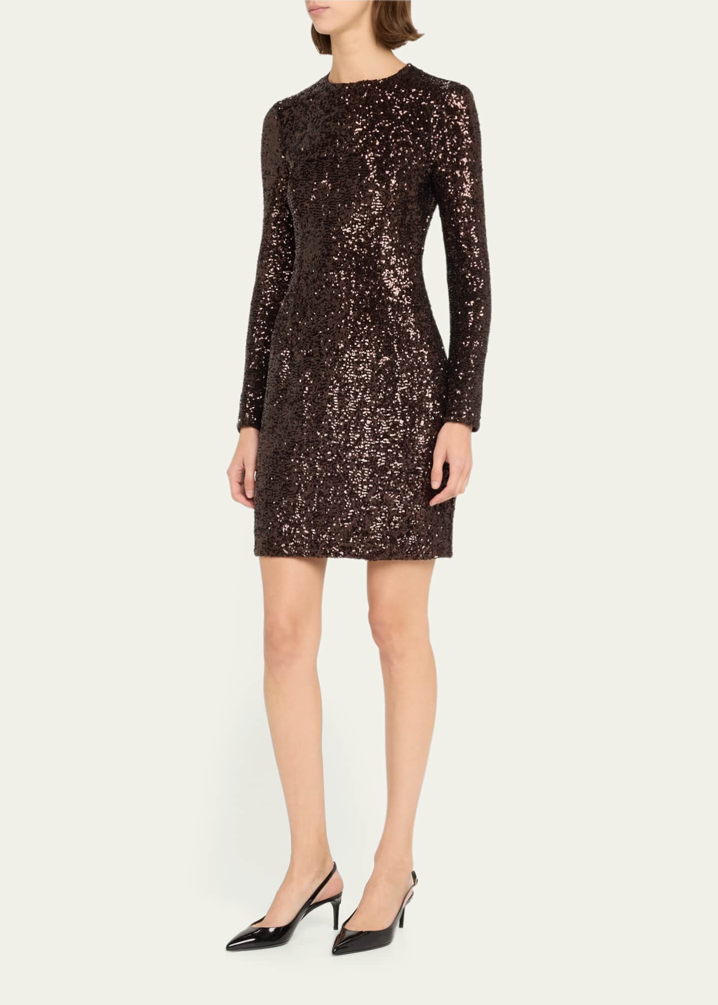 Michael Kors Collection Sequin Long Sleeve Mini Dress Image 4 of 5