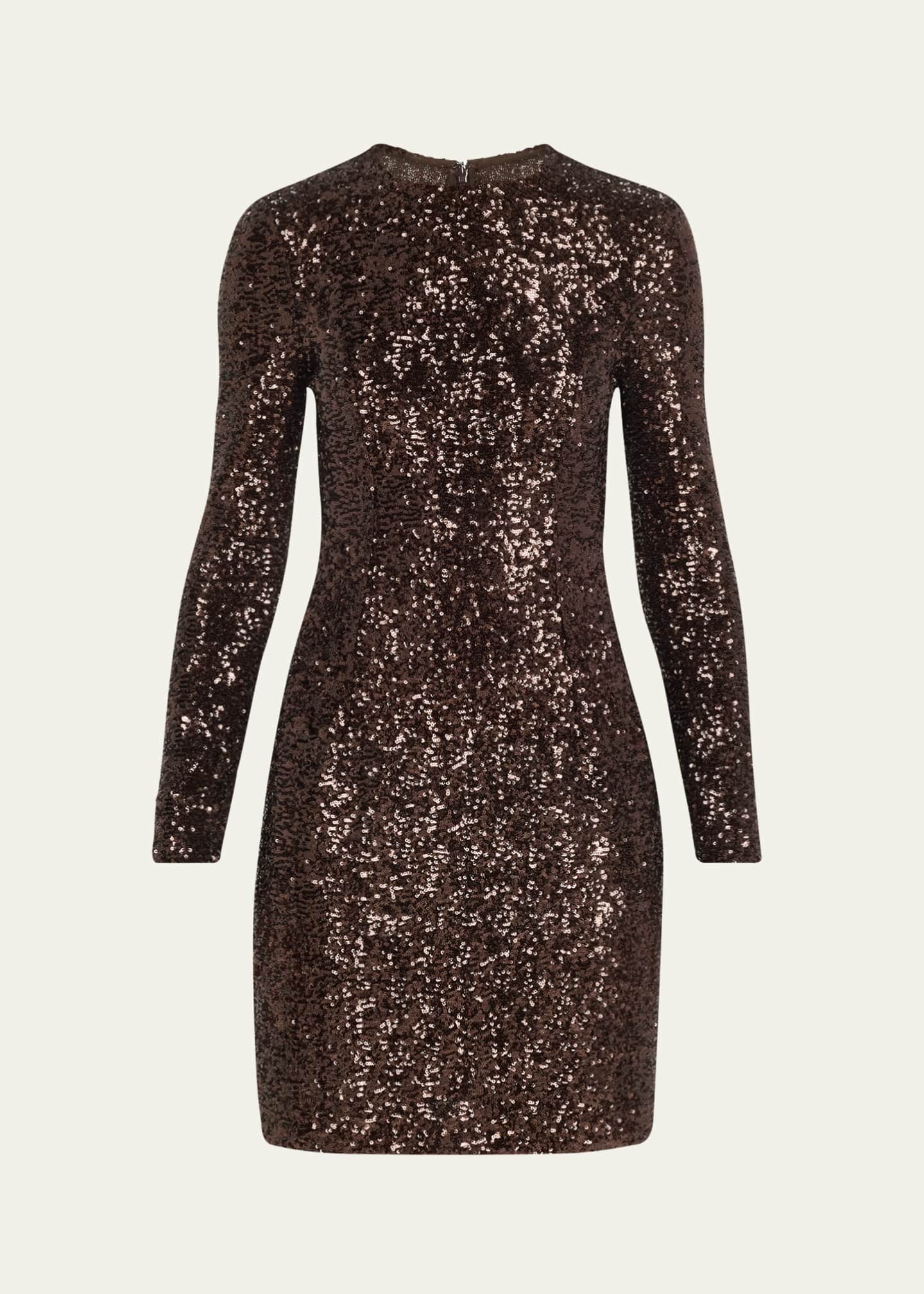 Michael Kors Collection Sequin Long Sleeve Mini Dress Image 1 of 5