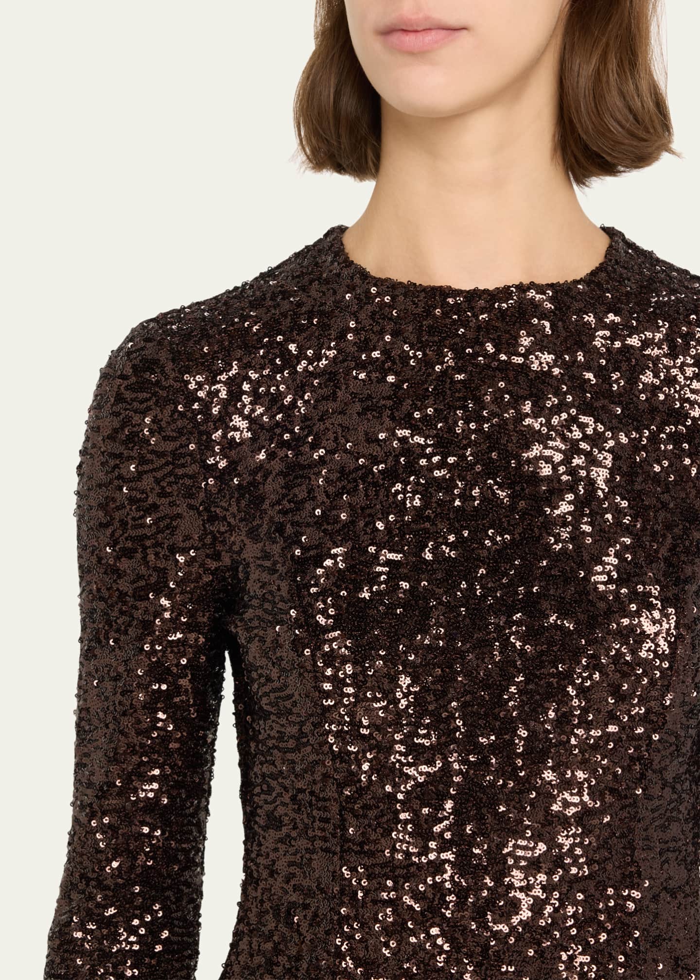 Michael Kors Collection Sequin Long Sleeve Mini Dress Image 5 of 5