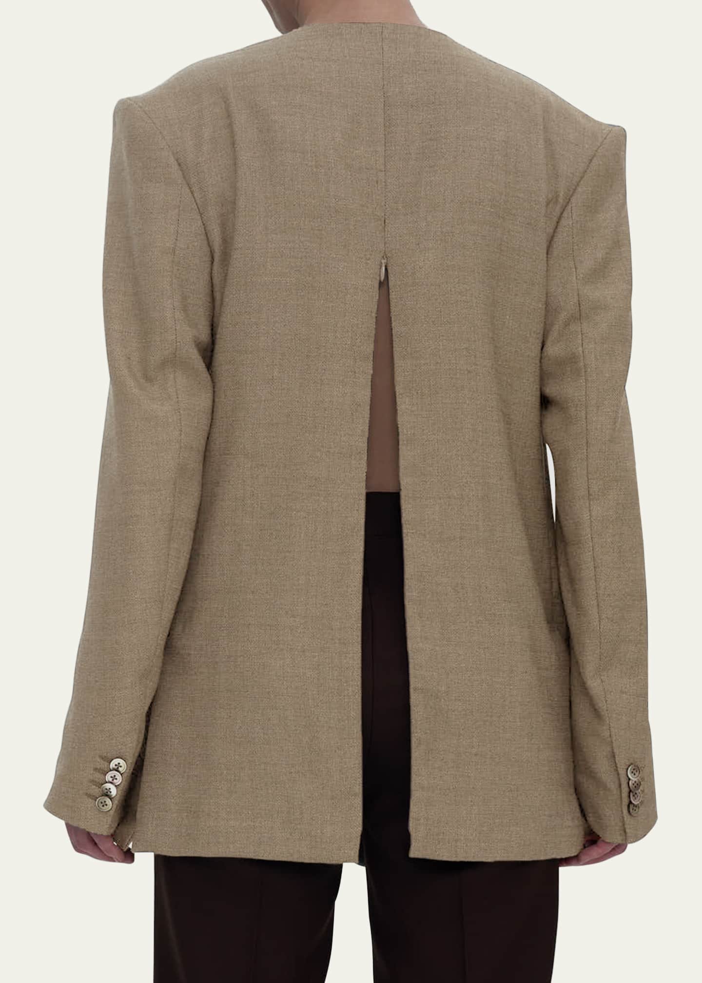 bettter Deep V Neck Back Zip Wool Jacket Image 3 of 5