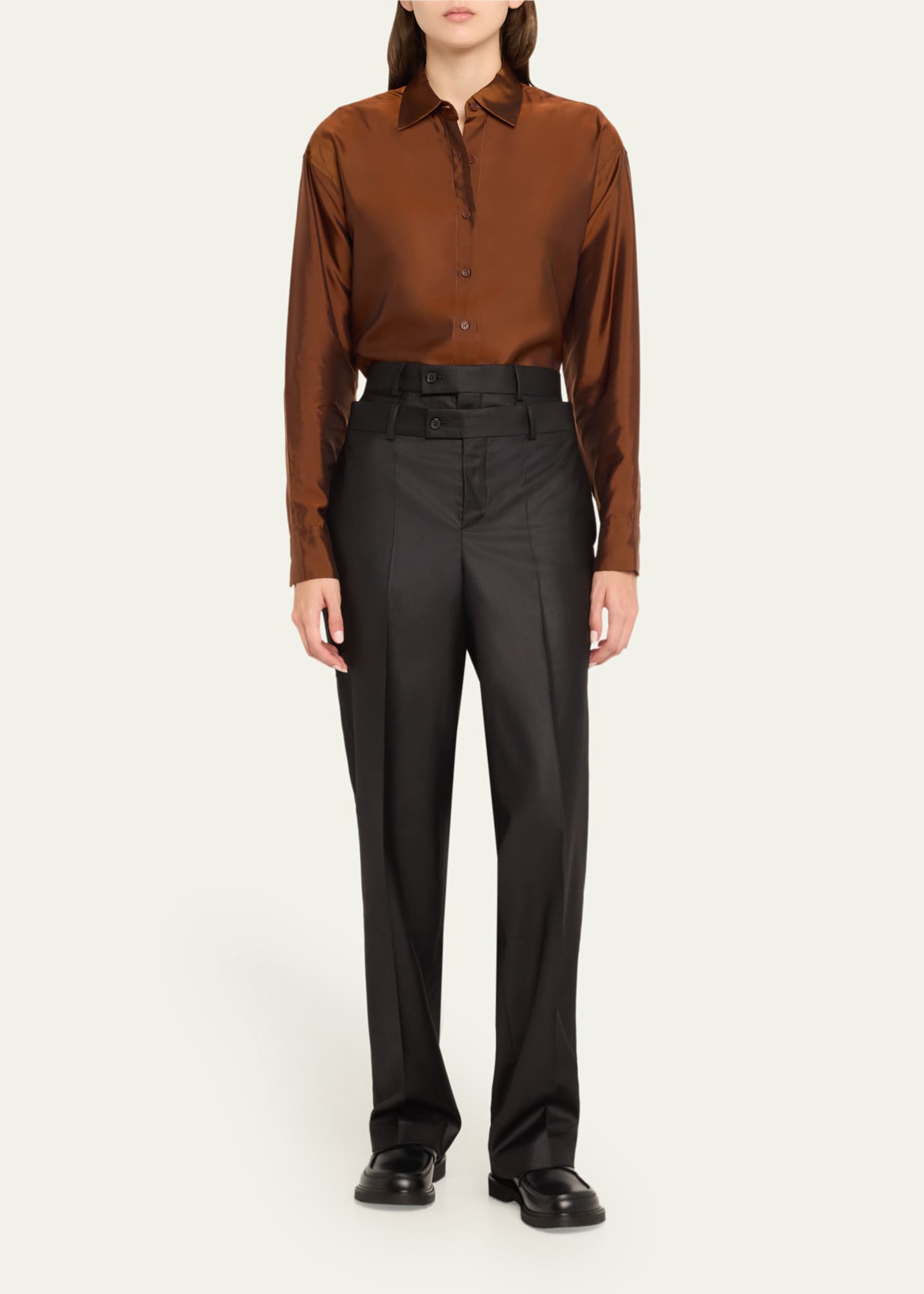 bettter Lined Loose Button Down Blouse Image 2 of 5