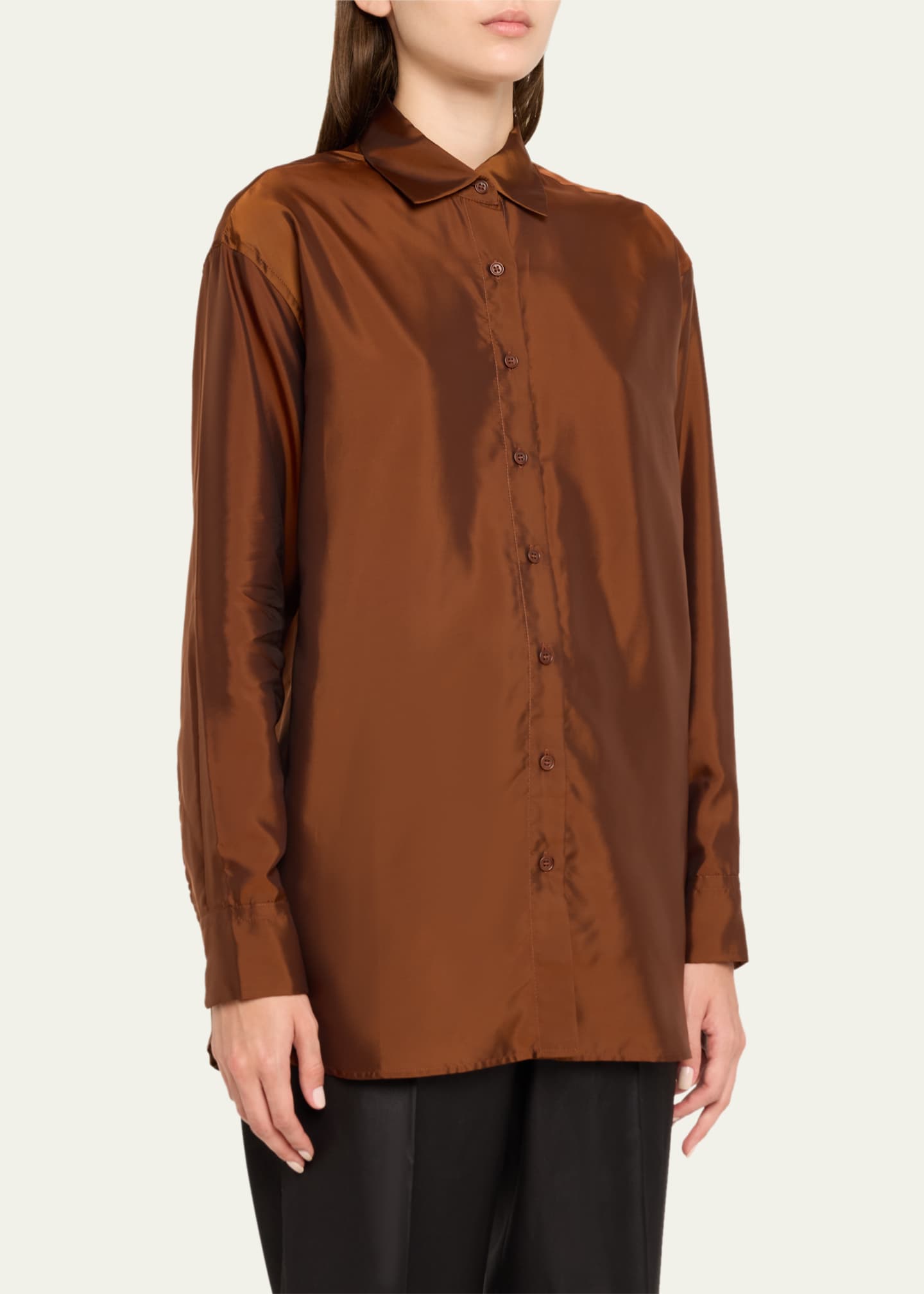 bettter Lined Loose Button Down Blouse Image 4 of 5
