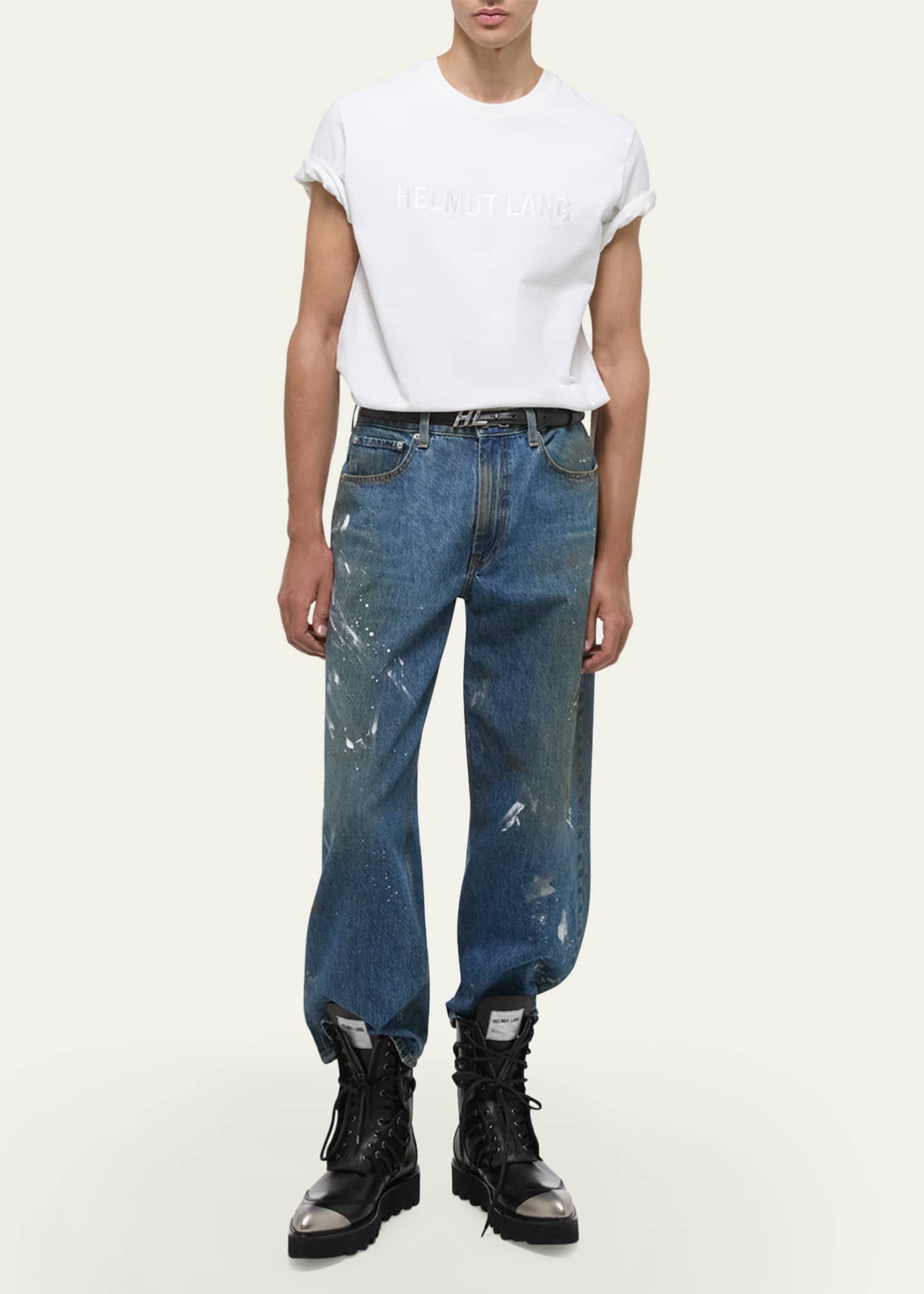 Helmut Lang Men's Logo Oversized Short-Sleeve T-Shirt Image 2 of 5