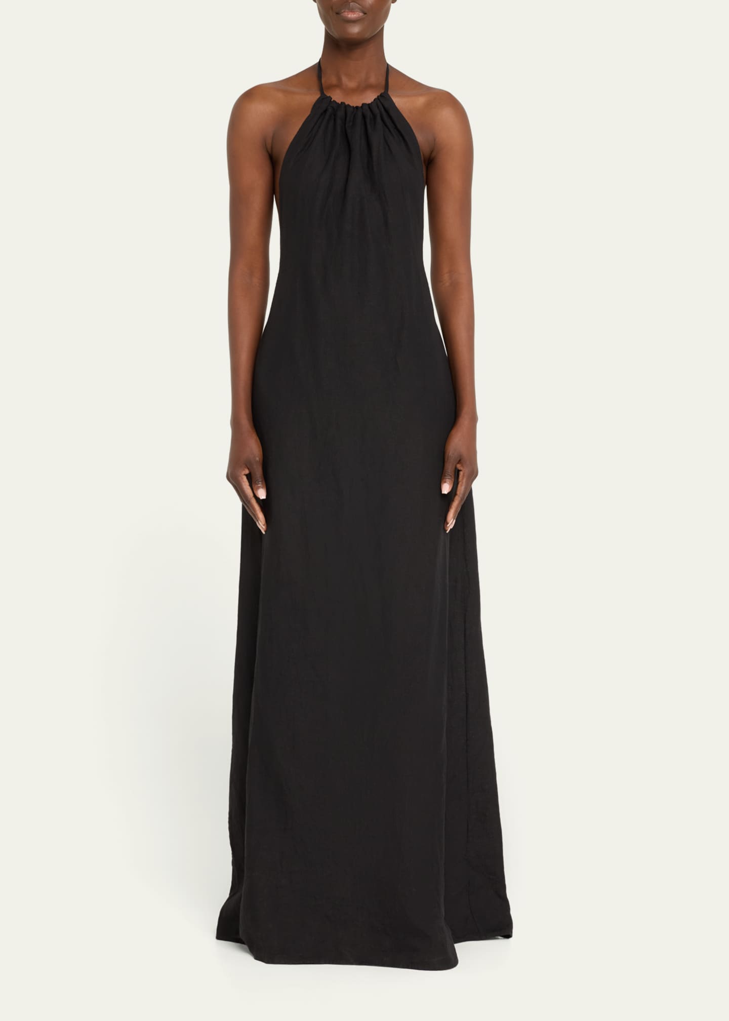 chinese dress ladies ESSY SILK GOWN | Women's Plunging Halterneck Floor Length Charmeuse main image 0
