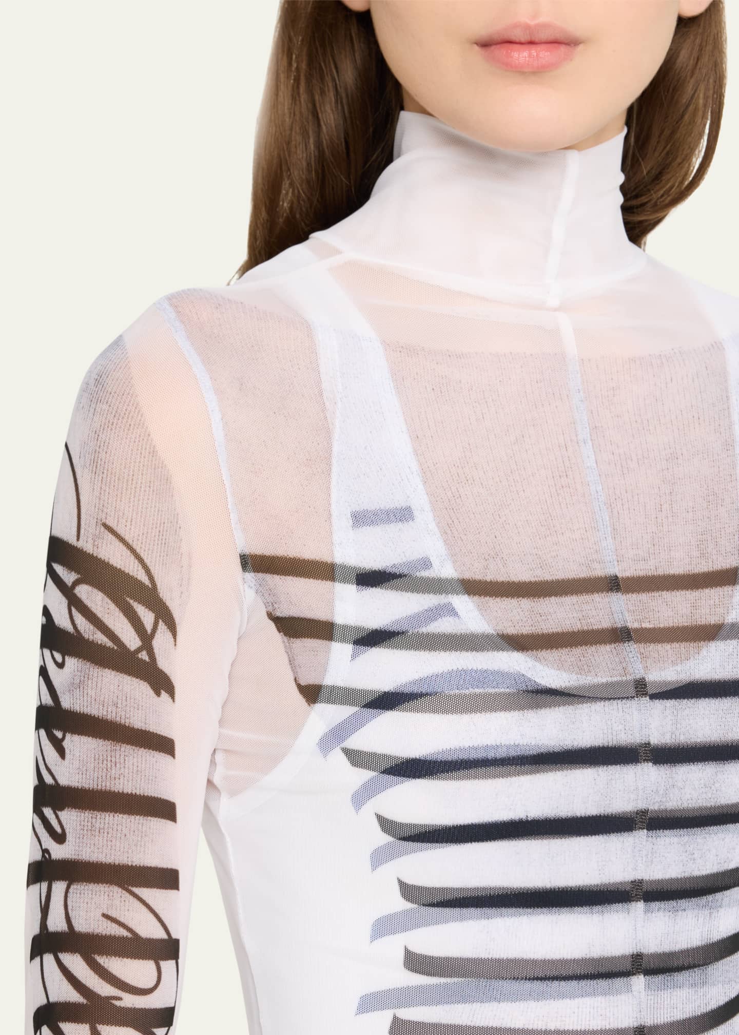 Jean Paul Gaultier Mariniere Printed Mesh Mini Dress Image 5 of 5