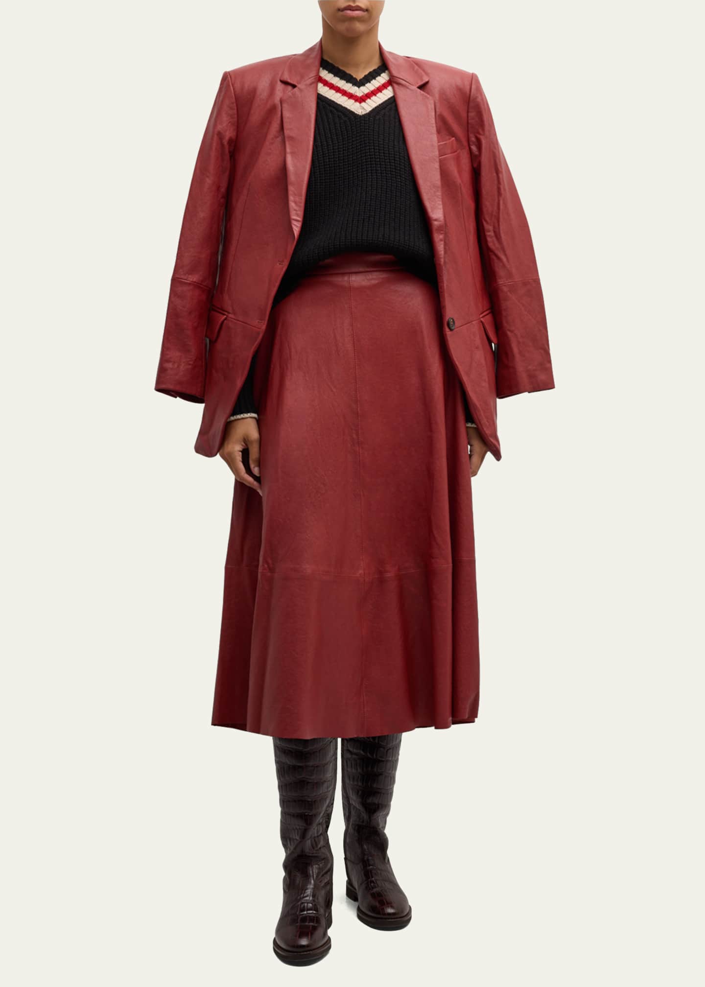 Brunello Cucinelli Washed Leather Double Button Jacket Image 2 of 5