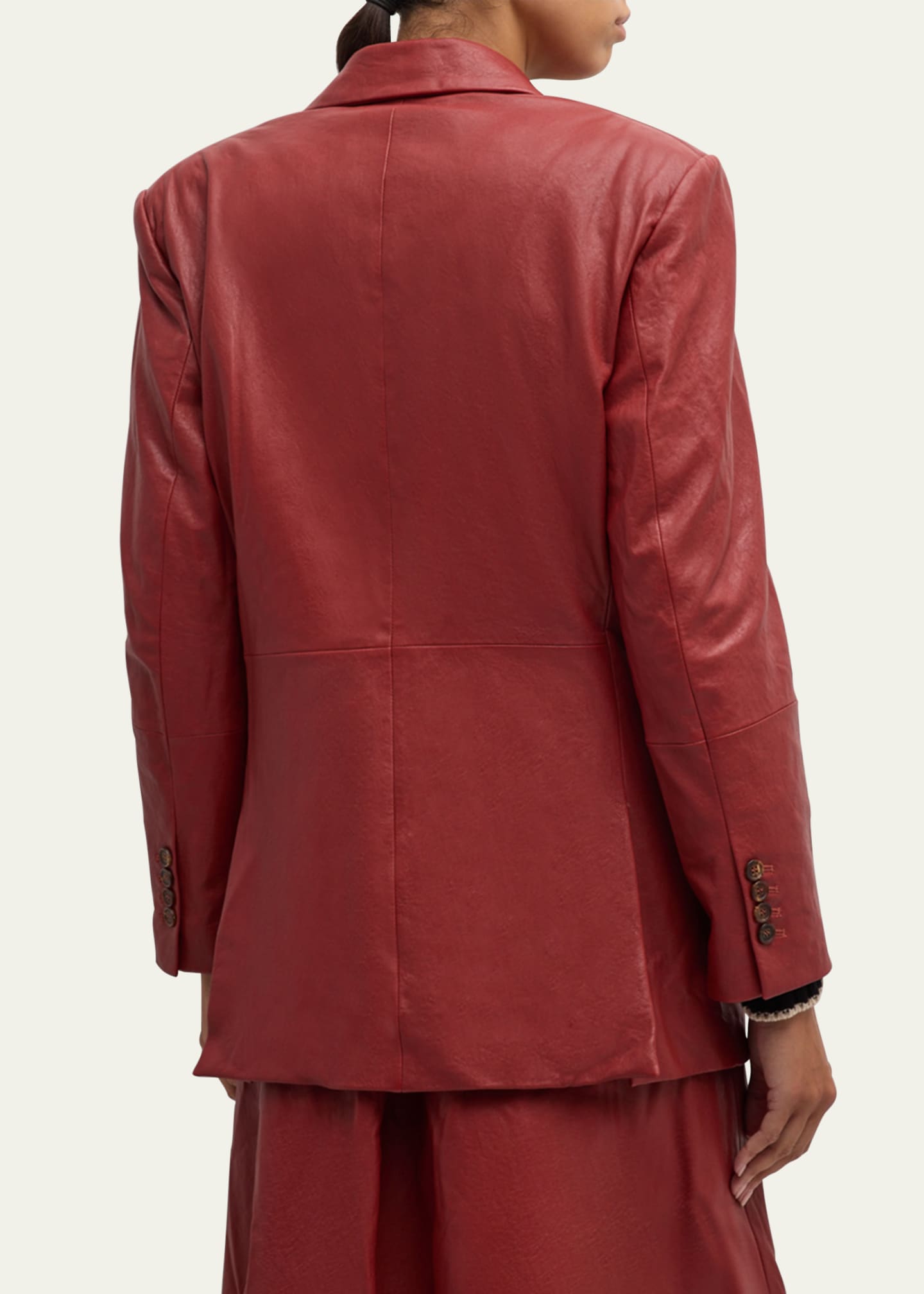 Brunello Cucinelli Washed Leather Double Button Jacket Image 3 of 5
