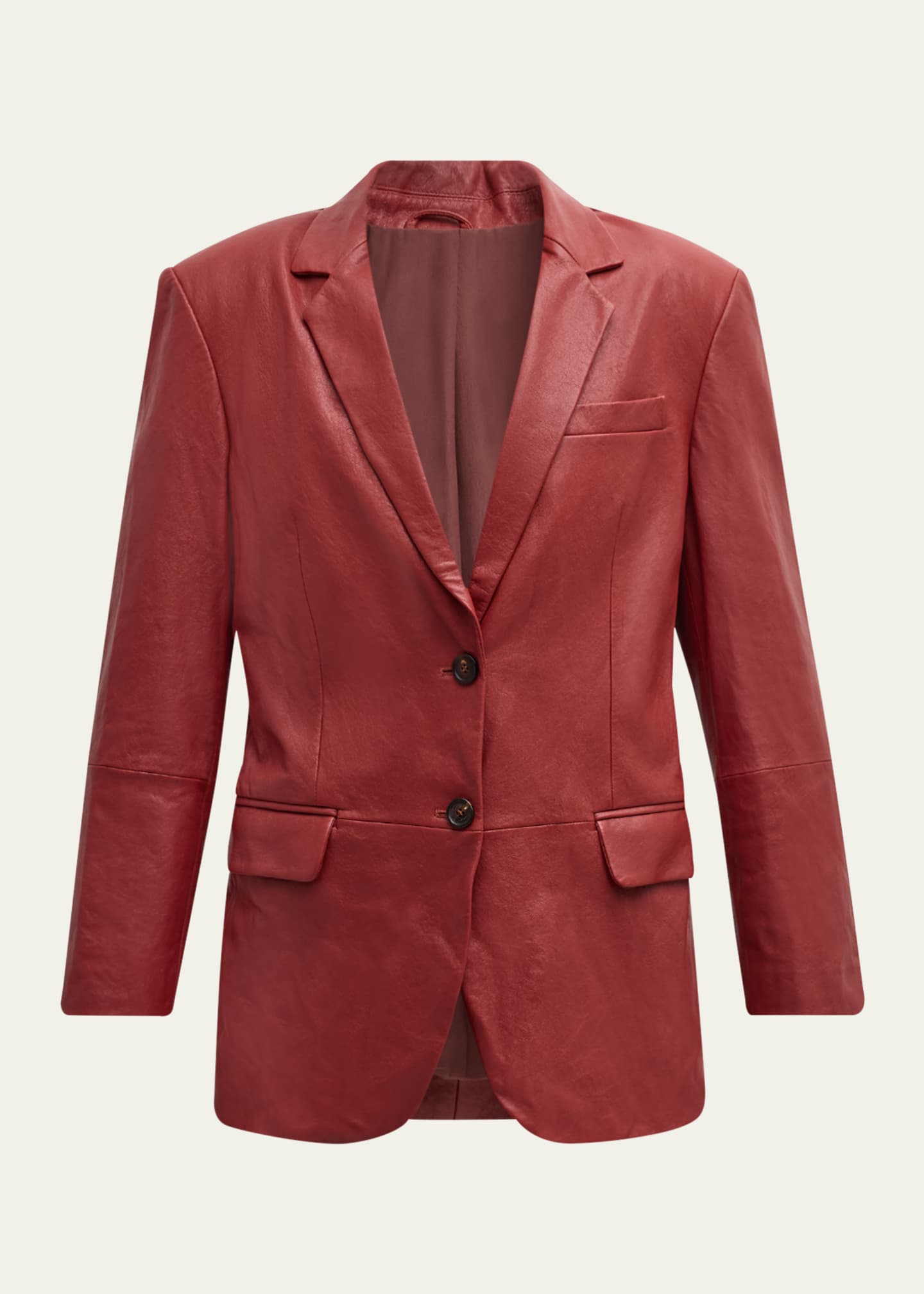 Brunello Cucinelli Washed Leather Double Button Jacket Image 1 of 5