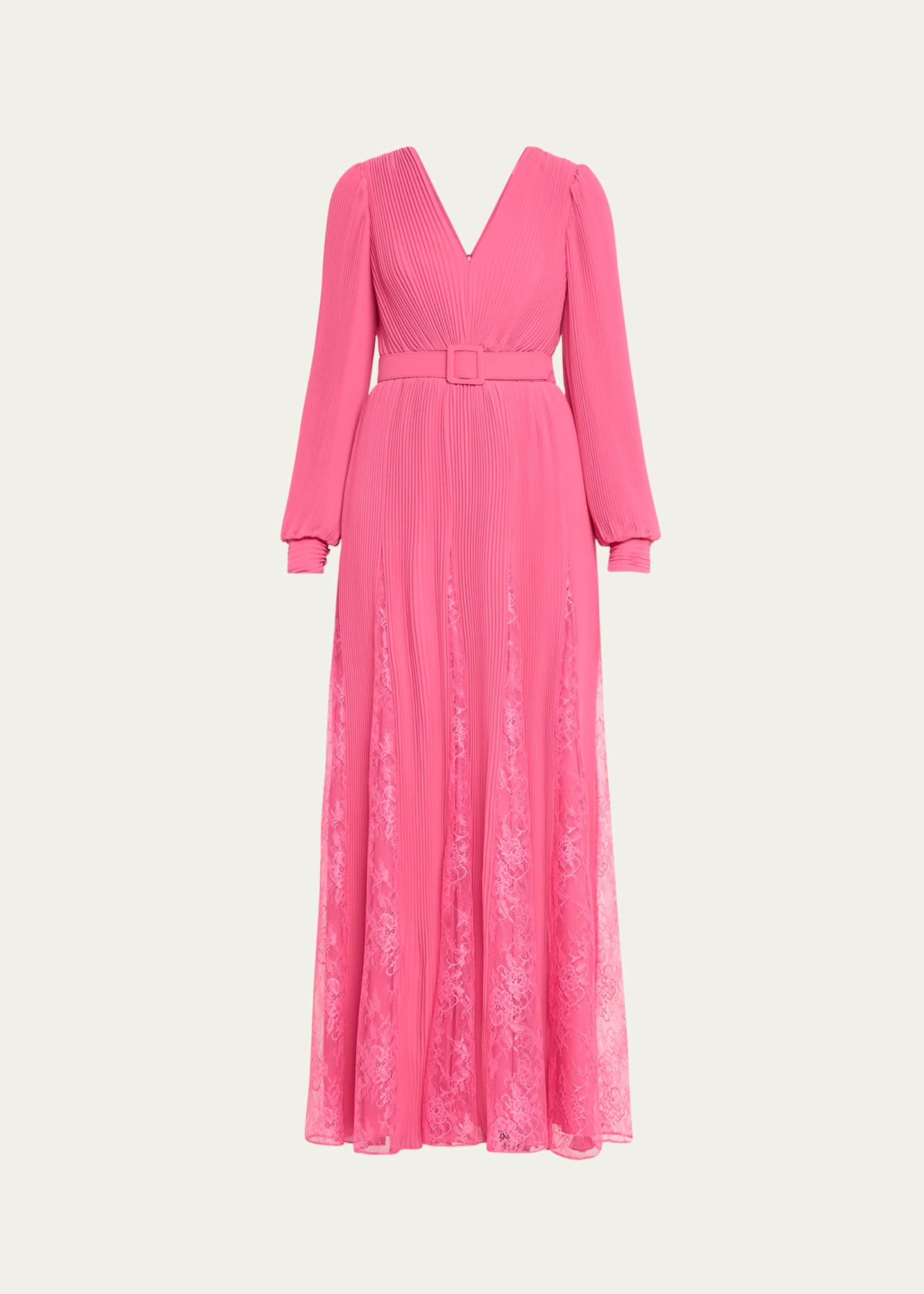 Pleated lace inset gown sale