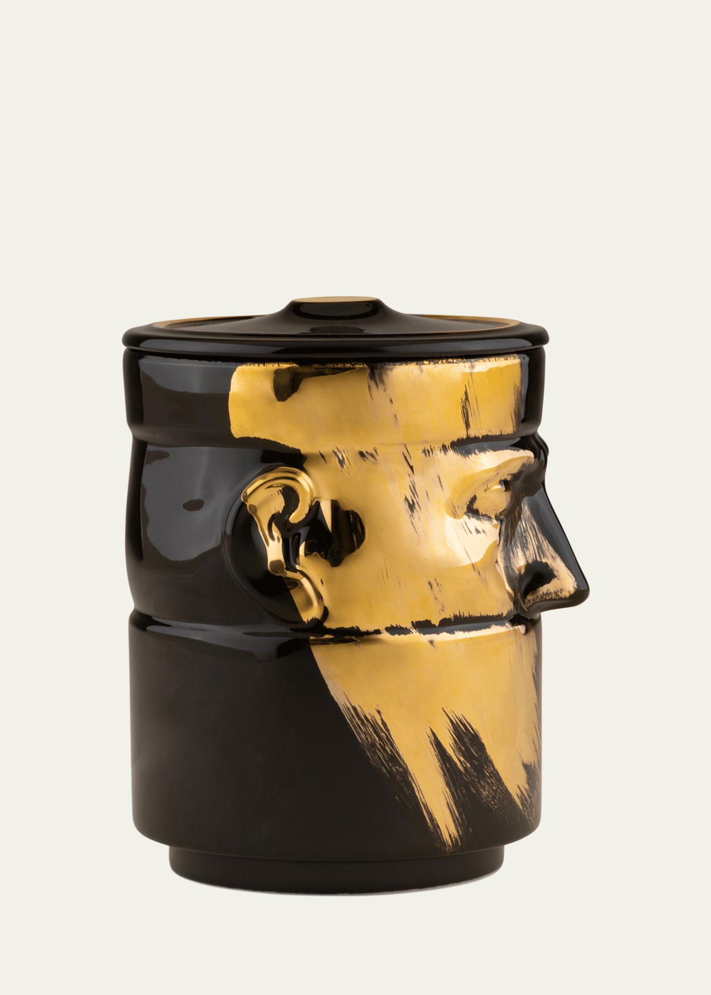 Ginori 1735 The Companion Candleholder, Charcoal/Gold - LCDC
