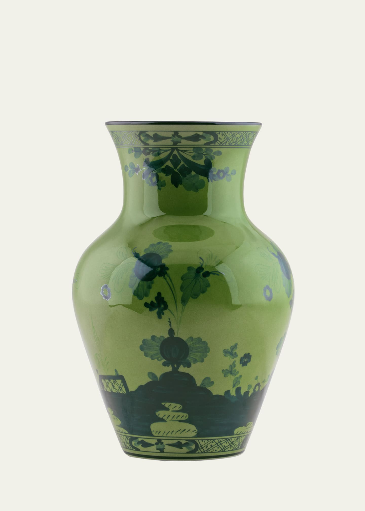 GINORI 1735 Oriente Italiano Malachite Ming Vase, 9.8"