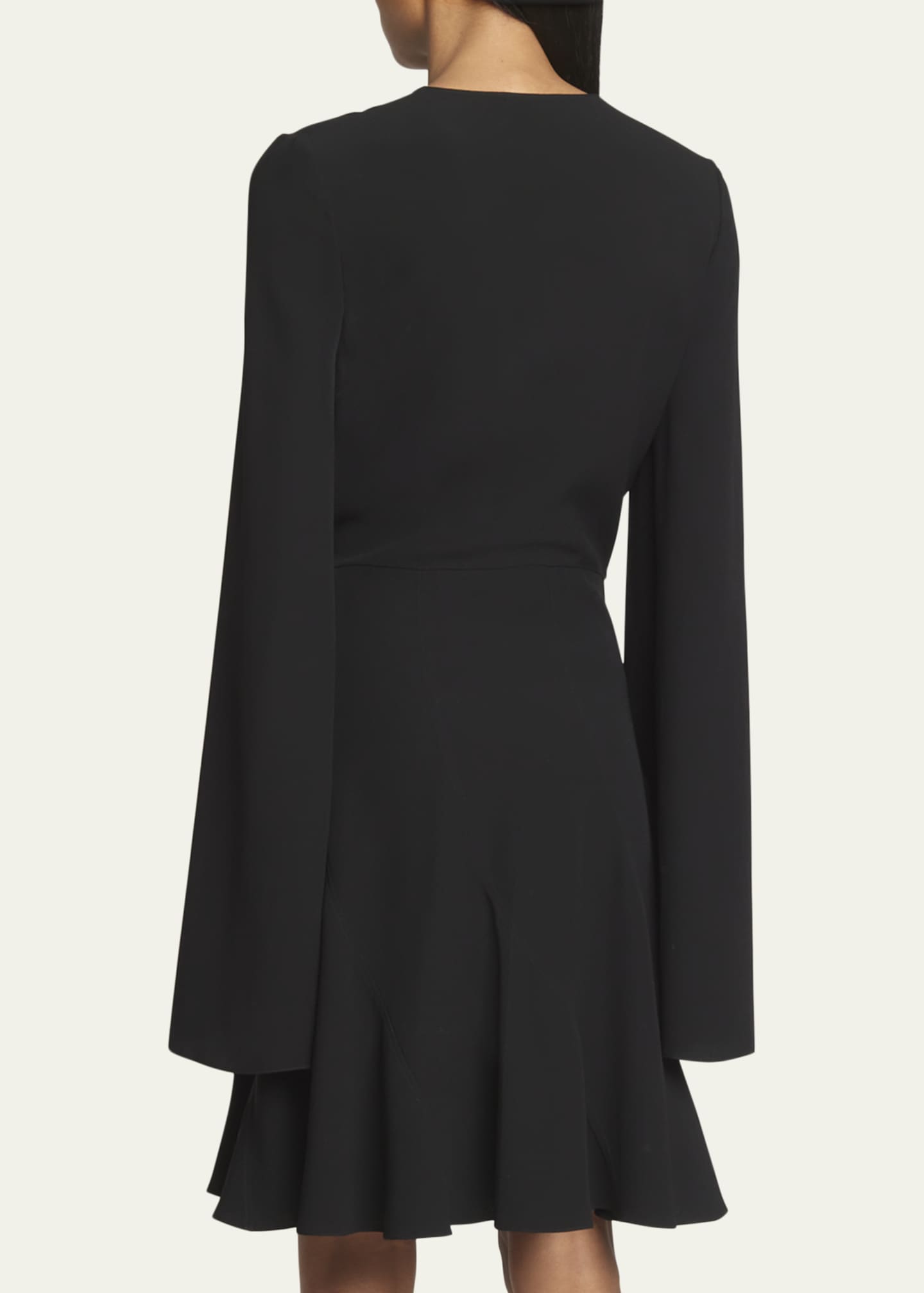 Givenchy Long-Sleeve Keyhole Neckline Flared Mini Dress Image 3 of 5