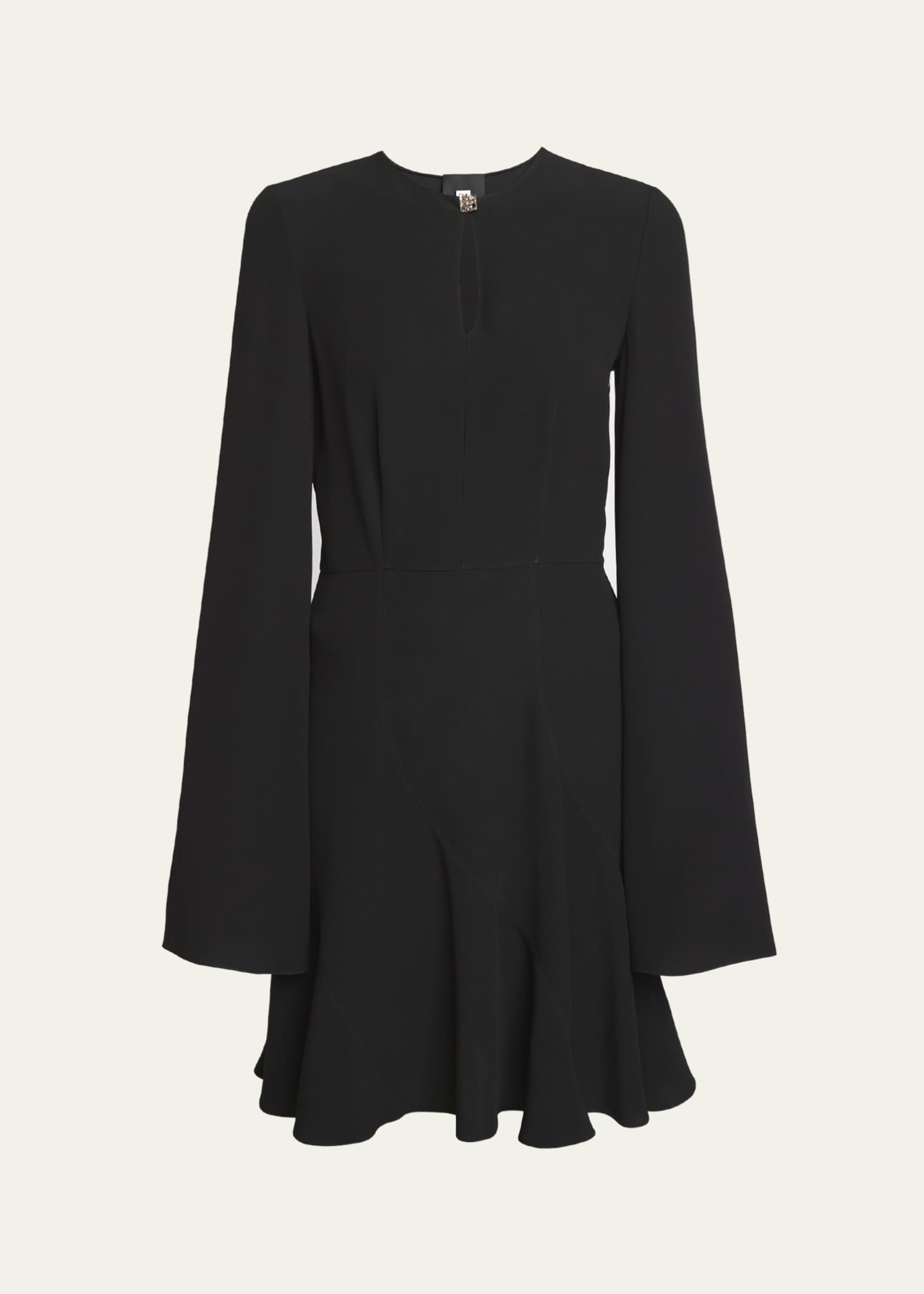 Givenchy Long-Sleeve Keyhole Neckline Flared Mini Dress Image 1 of 5