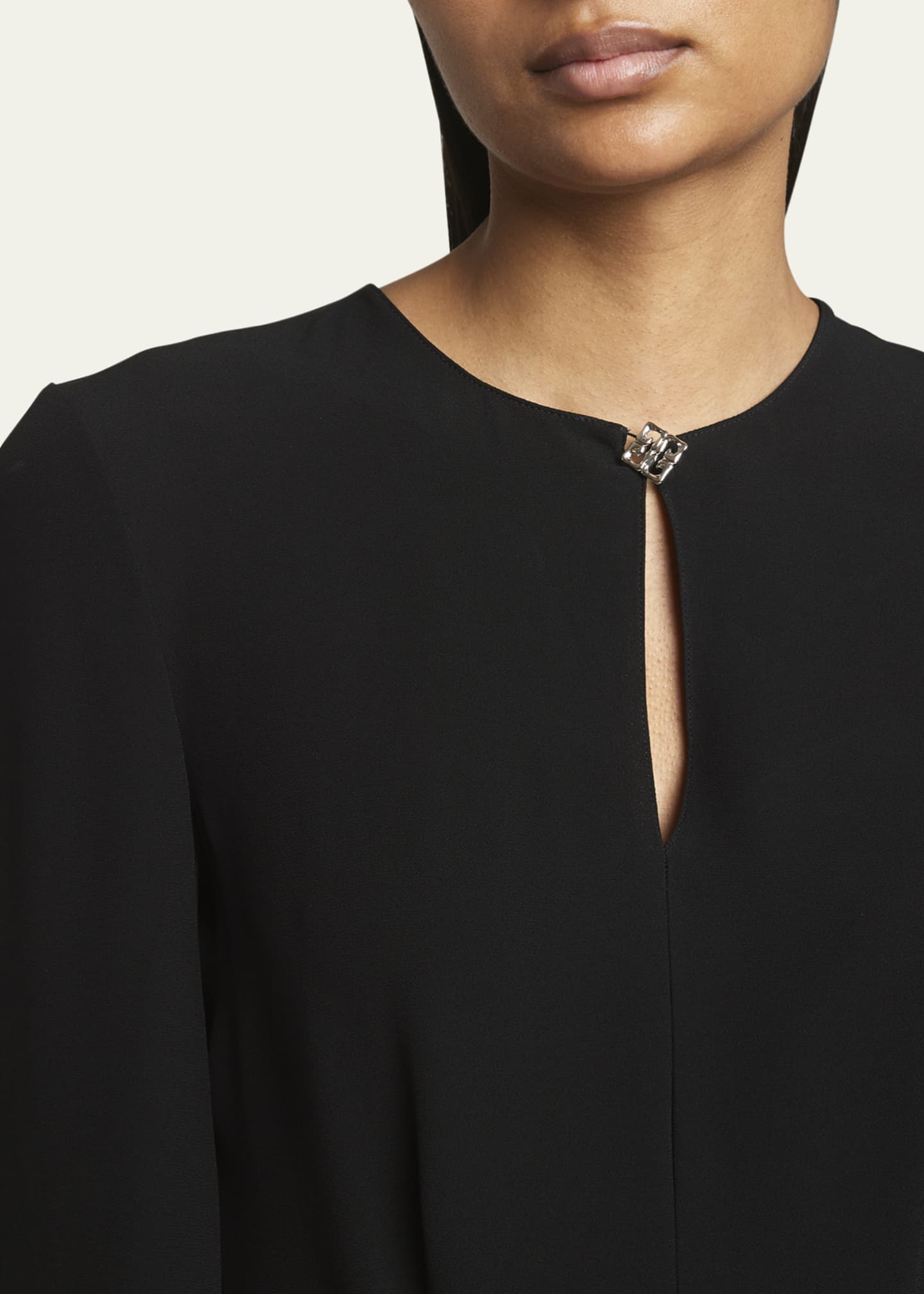 Givenchy Long-Sleeve Keyhole Neckline Flared Mini Dress Image 5 of 5