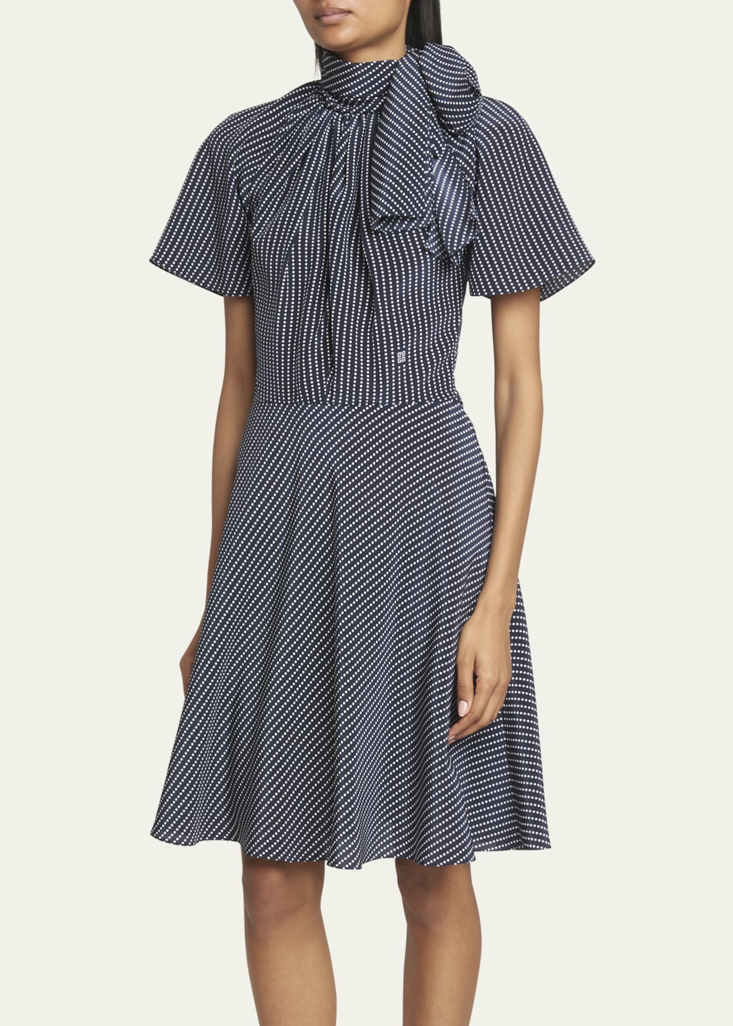 Givenchy Polka-Dot Silk Mini Dress with Tie Neck - Bergdorf Givenchy Polka-Dot Silk Mini Dress with Tie Neck - Bergdorf