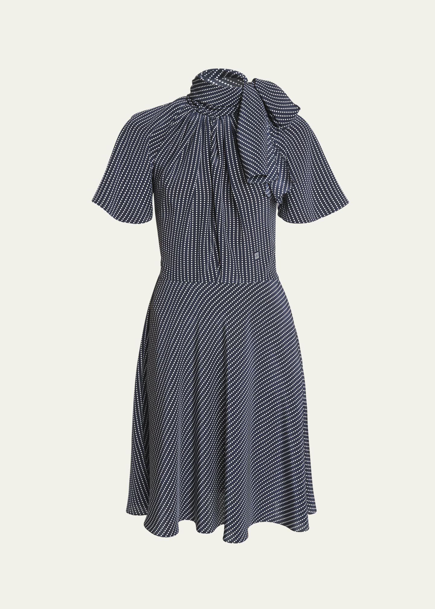 Givenchy Polka-Dot Silk Mini Dress with Tie Neck - Bergdorf Givenchy Polka-Dot Silk Mini Dress with Tie Neck - Bergdorf