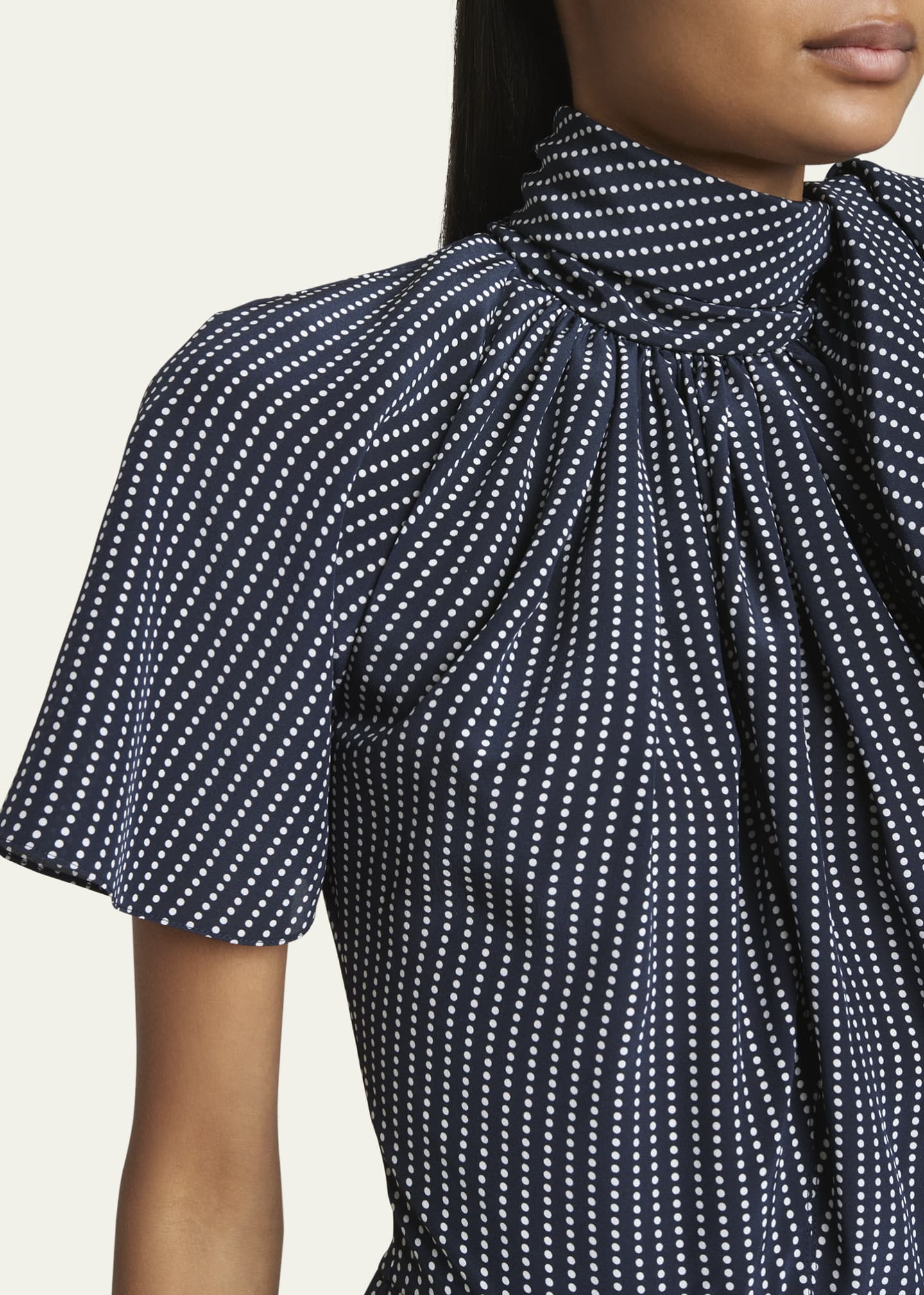 Givenchy Polka-Dot Silk Mini Dress with Tie Neck - Bergdorf Givenchy Polka-Dot Silk Mini Dress with Tie Neck - Bergdorf