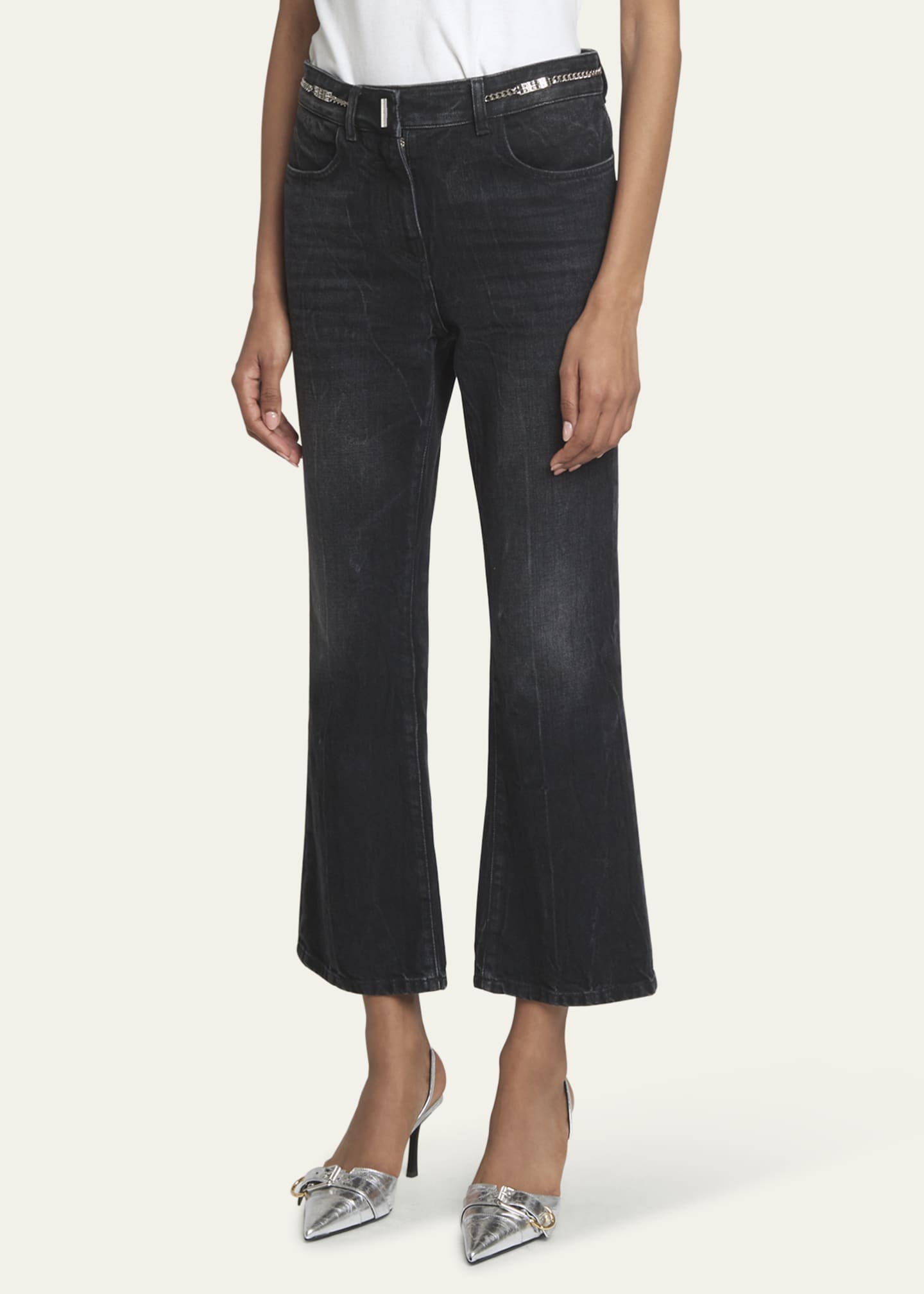 Givenchy Metal Hardware Cropped Flare Jeans Image 4 of 5