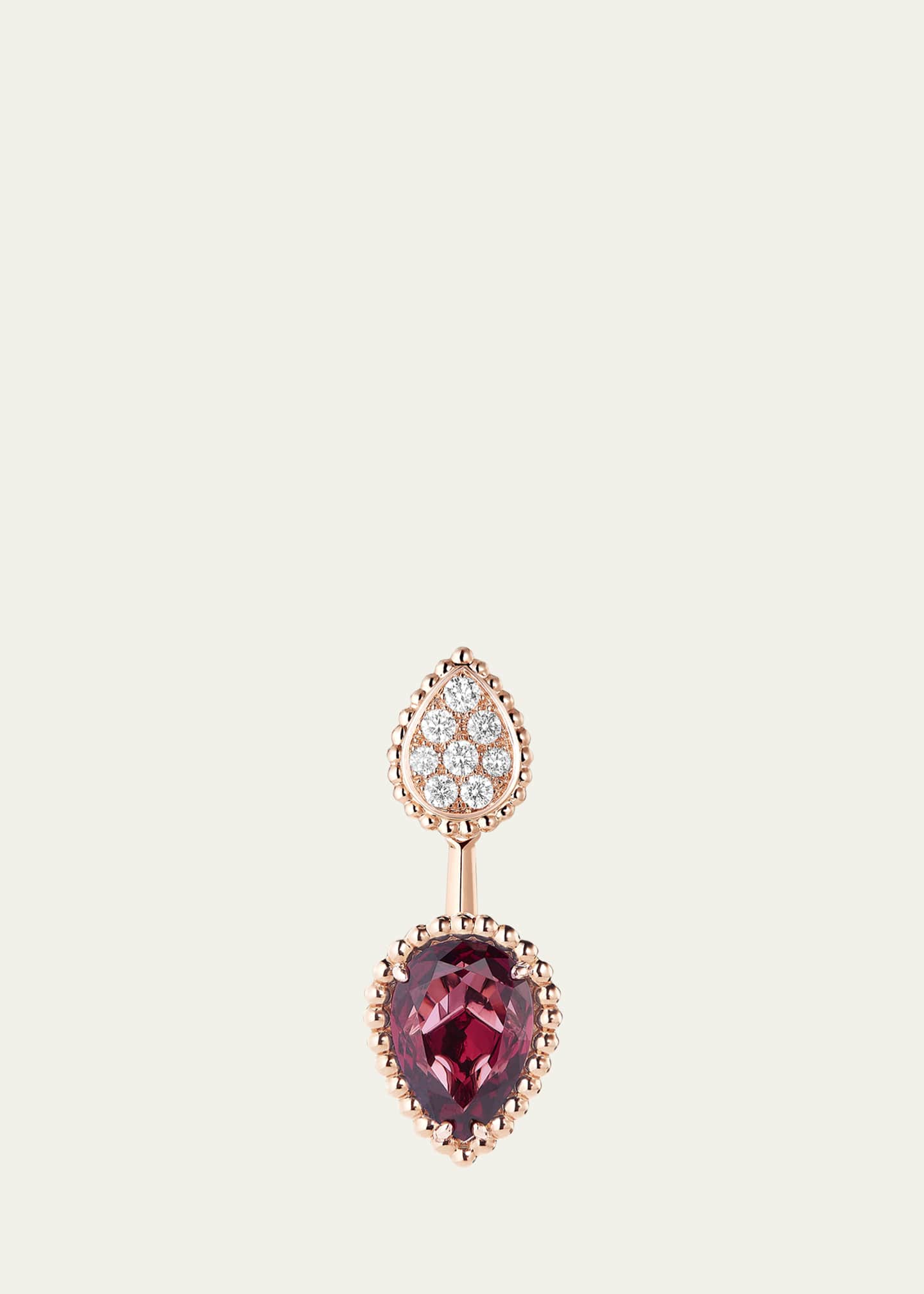 Boucheron 18K Pink Gold Serpent Boheme Rhodolite and Diamond Pave Earring, Single Image 1 of 3