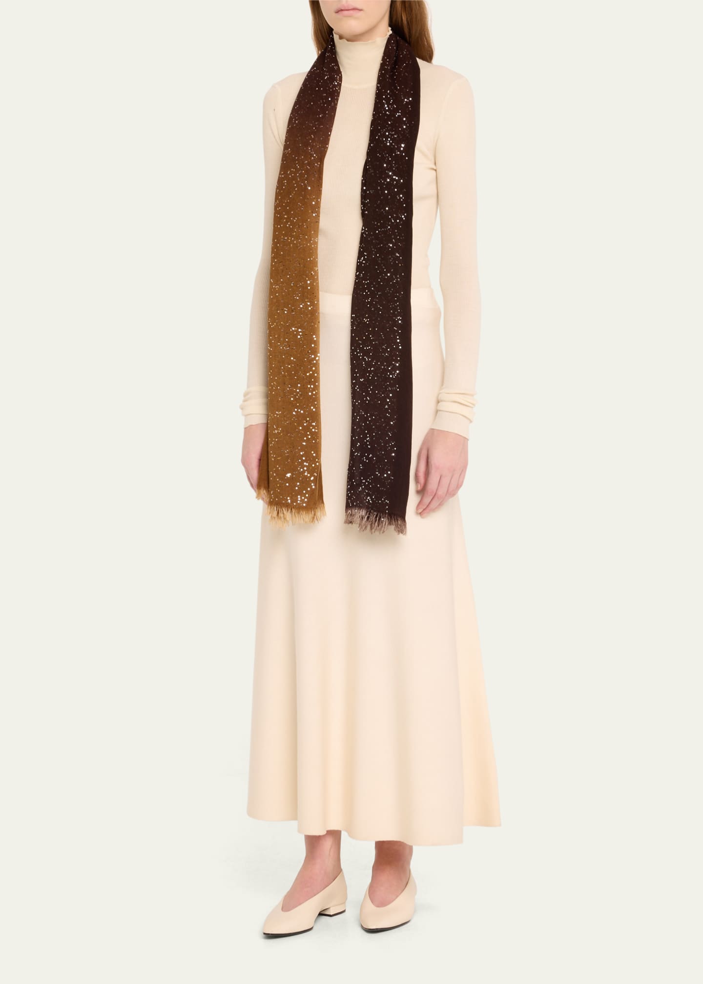 Faliero Sarti Dania Sequined Ombre Wool-Silk Scarf Image 2 of 5
