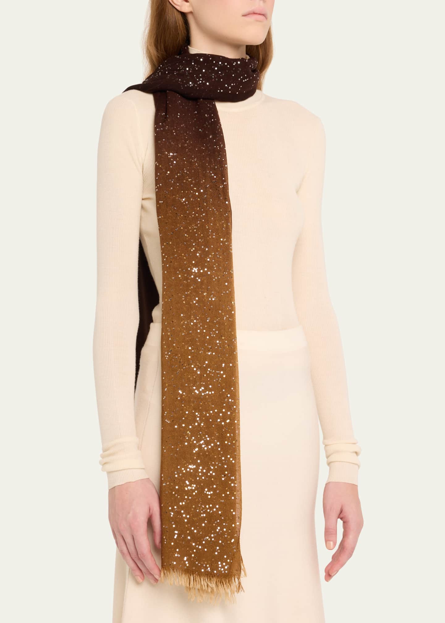 Faliero Sarti Dania Sequined Ombre Wool-Silk Scarf Image 3 of 5