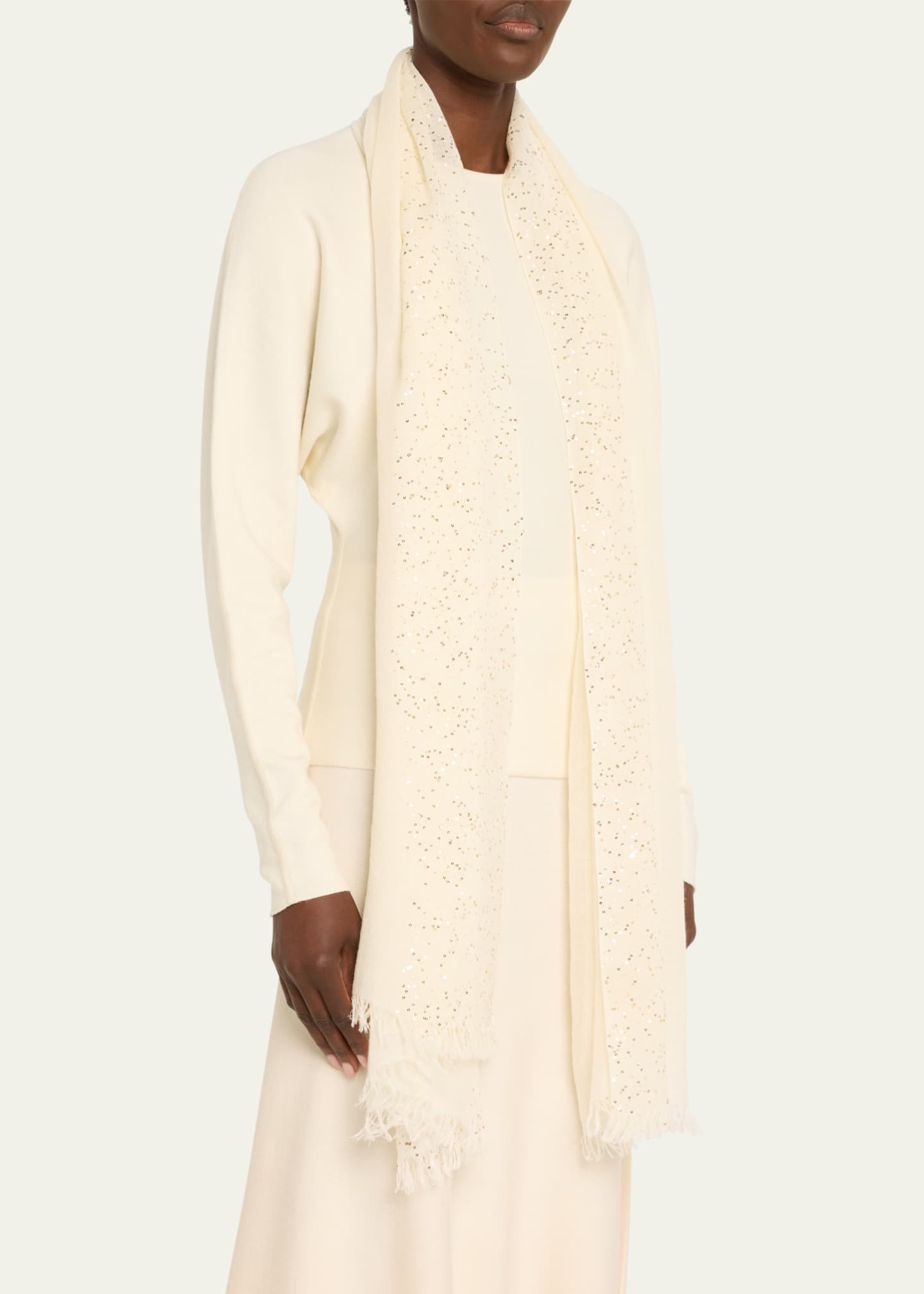 Faliero Sarti New Dalia Sequined Wool-Blend Scarf Image 3 of 4