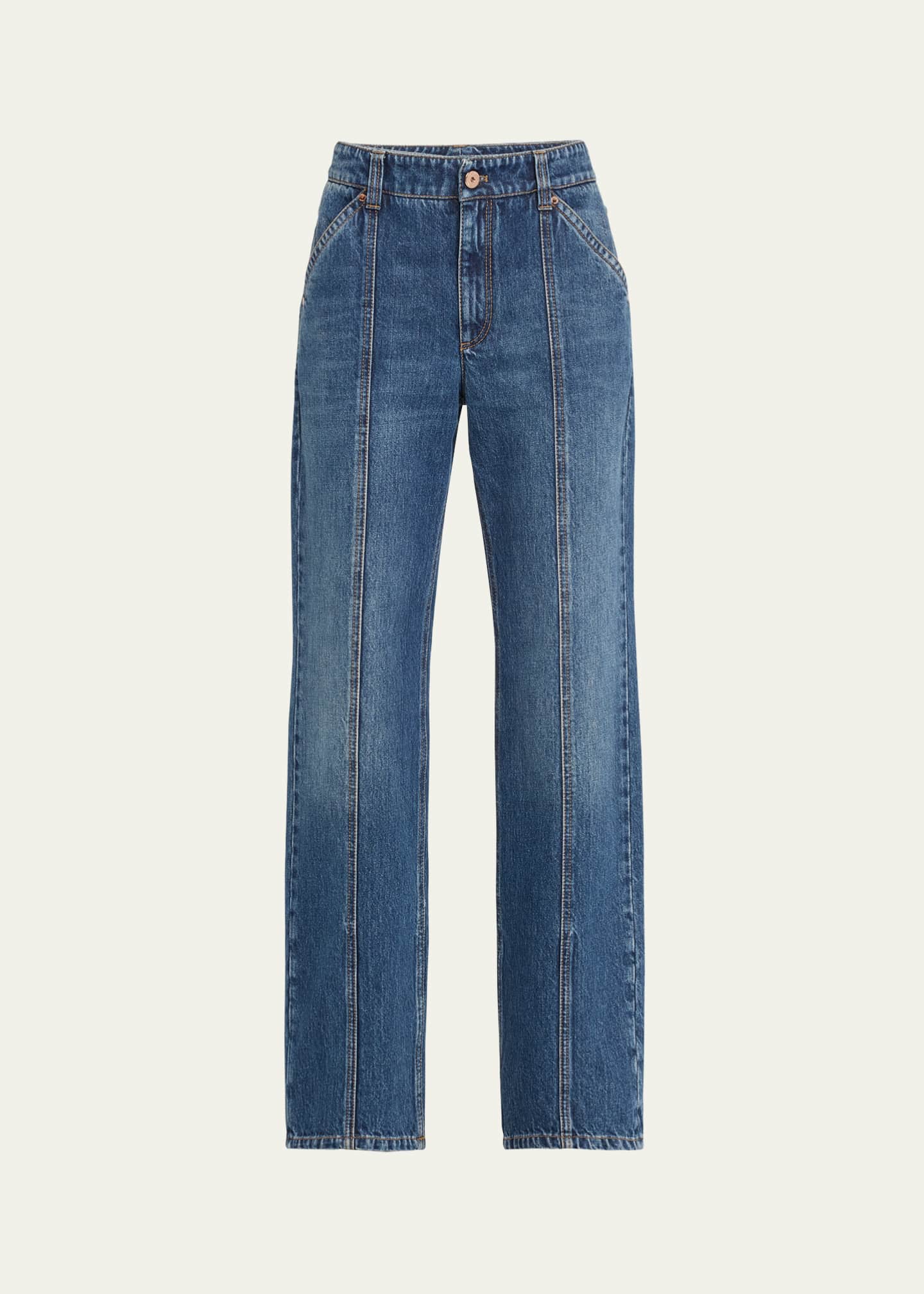 Brunello Cucinelli Bicolor Cotton Straight-Leg Jeans main image 0