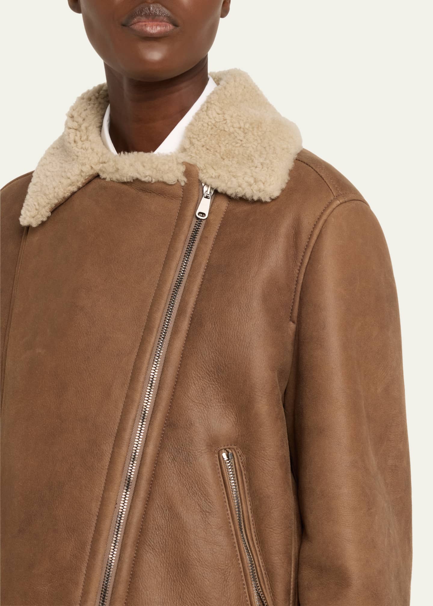 Brunello Cucinelli Curly Vintage Effect Sheep Shearling Jacket With Monili Zip Bergdorf Goodman