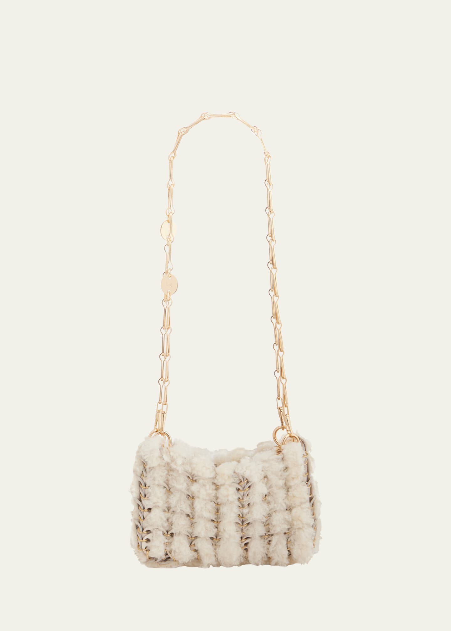 Rabanne Nano Disc Shearling Shoulder Bag Image 1 of 2