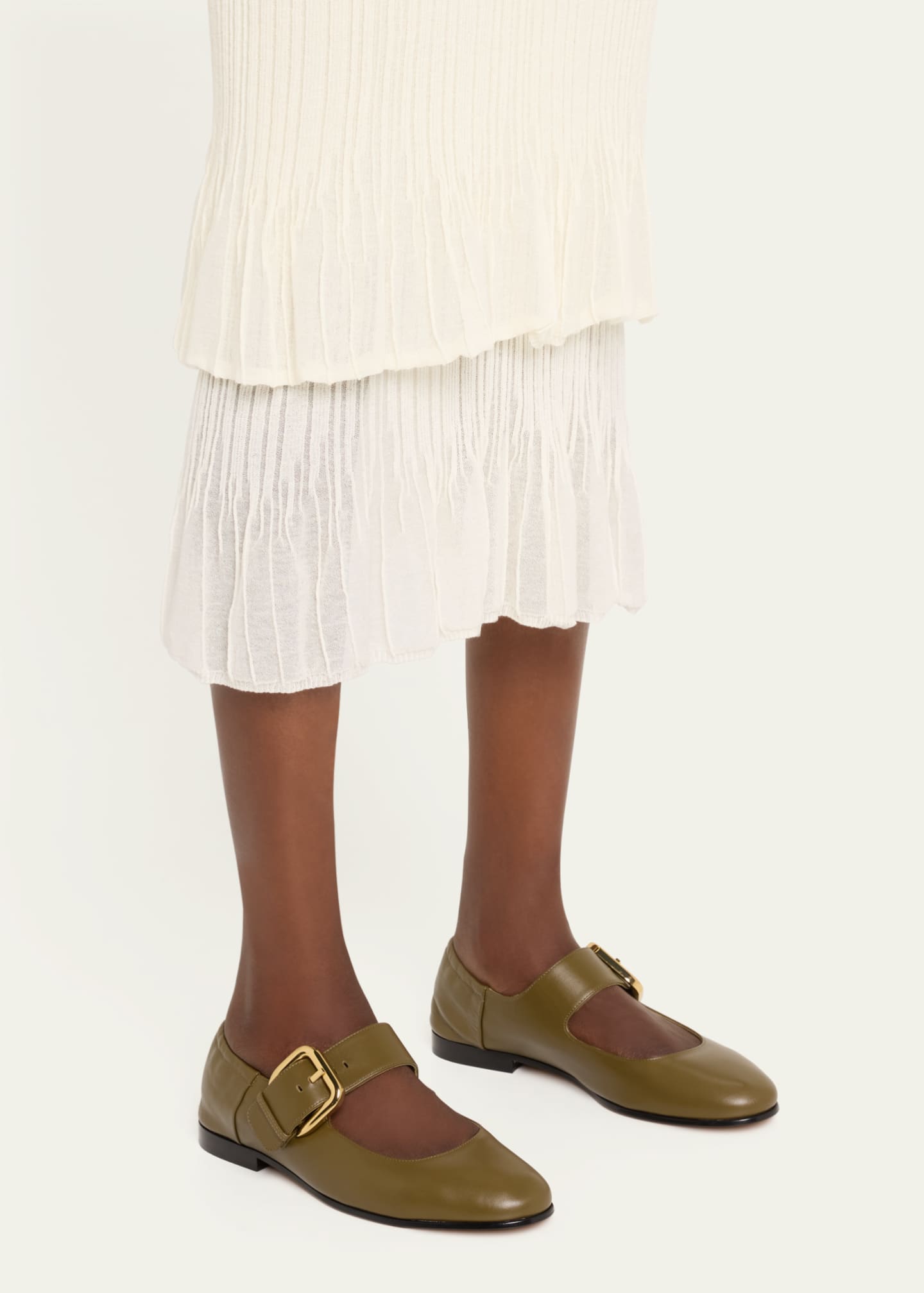 Bottega Veneta Astaire Leather Mary Jane Ballerina Flats