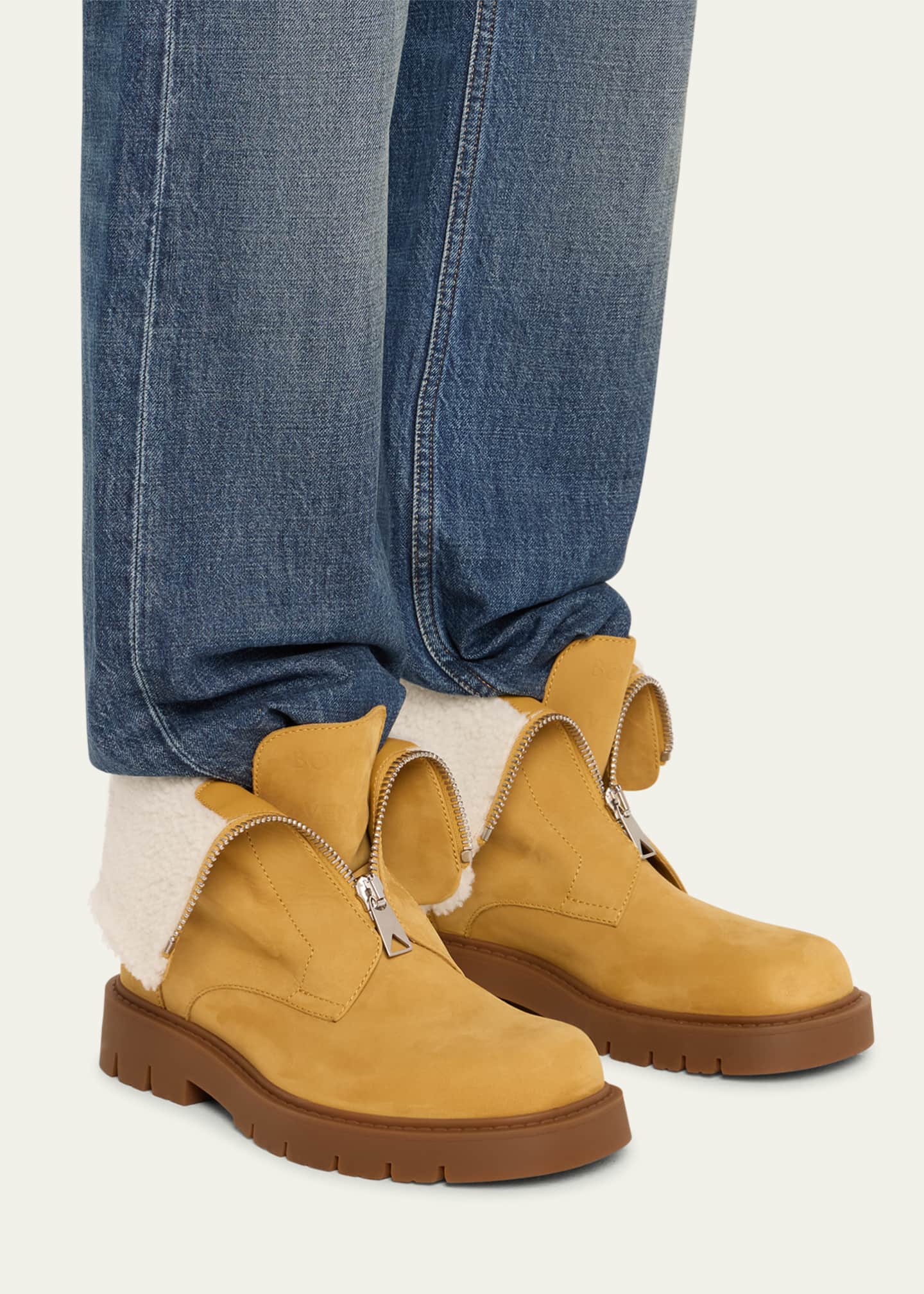 Bottega Veneta Haddock Suede Shearling Zip Booties Image 2 of 6