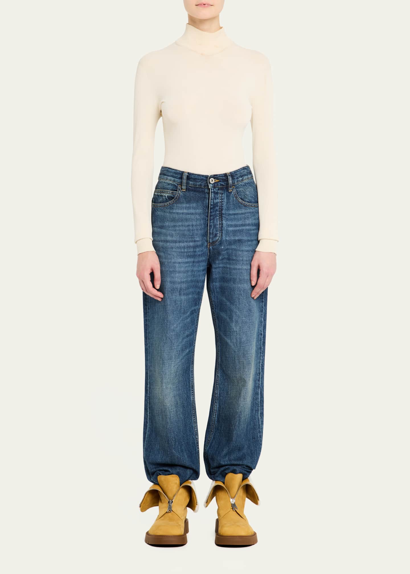 Bottega Veneta Haddock Suede Shearling Zip Booties Image 3 of 6