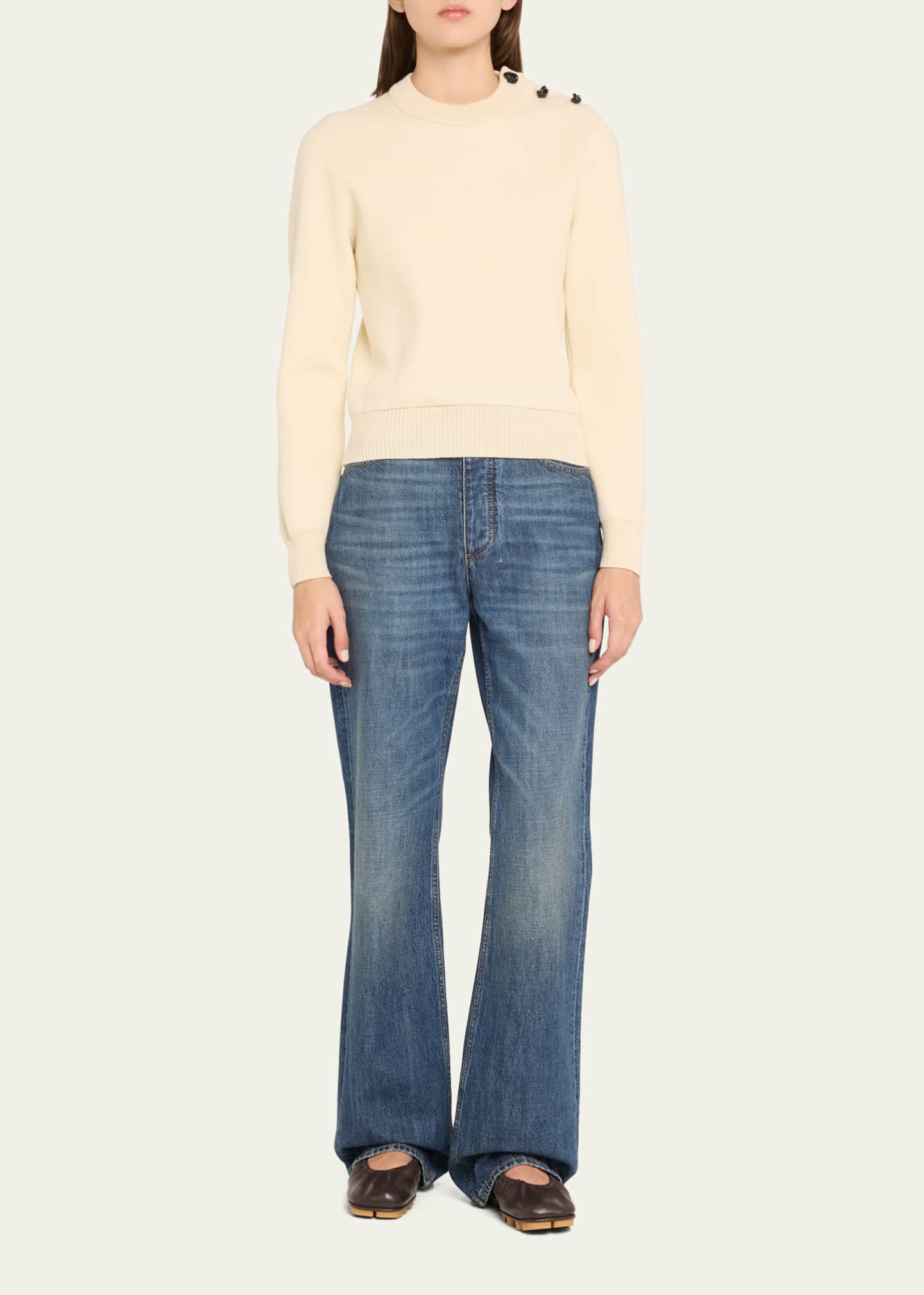 Bottega Veneta Shore Leather Elastic Ballerina Flats Image 3 of 5