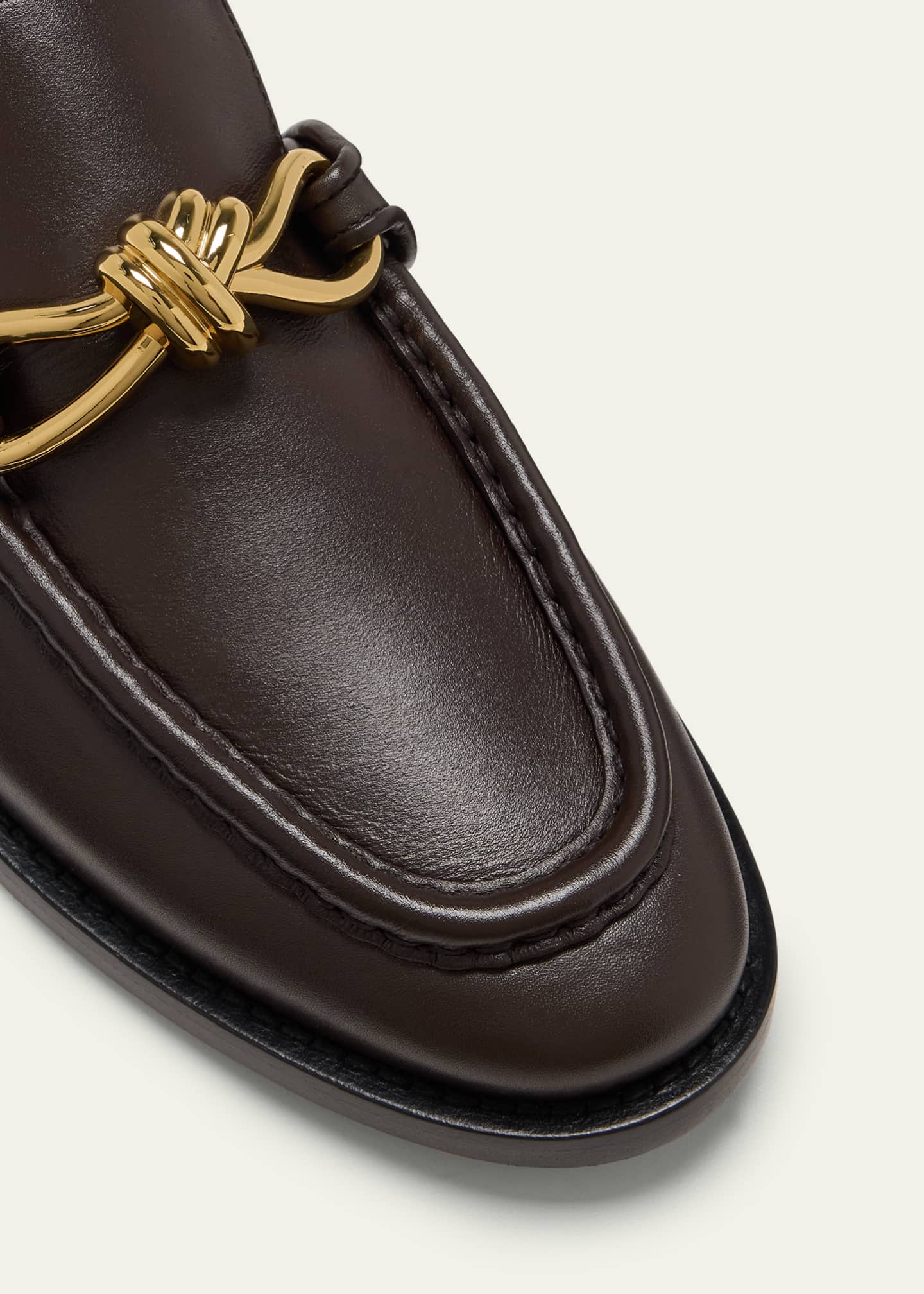Bottega Veneta Astaire Metallic Knot Leather Loafers