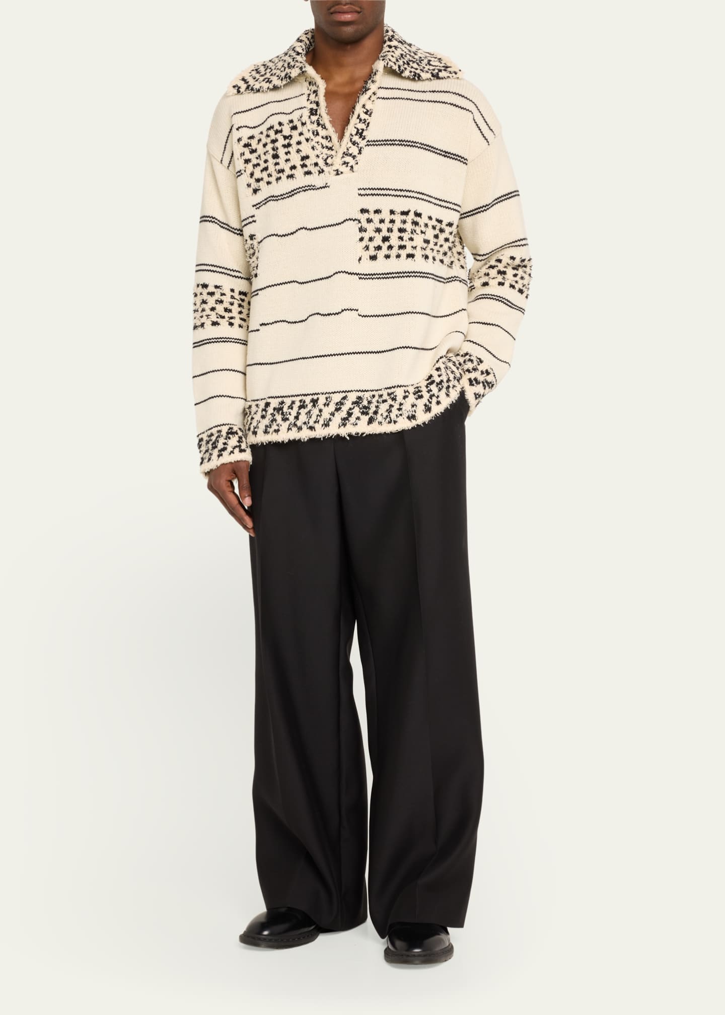 Bottega Veneta Men's Textured Stripe Knit Sweater Image 2 of 5