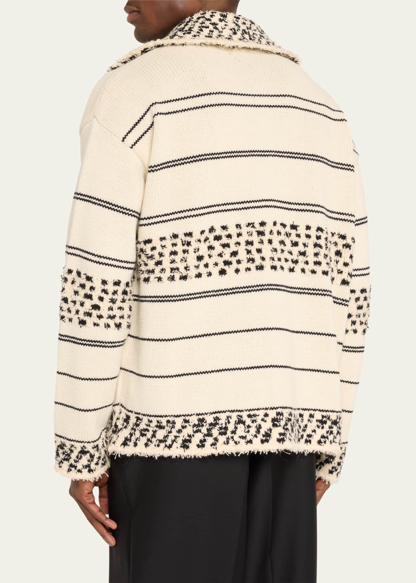 Bottega Veneta Men's Textured Stripe Knit Sweater Image 3 of 5